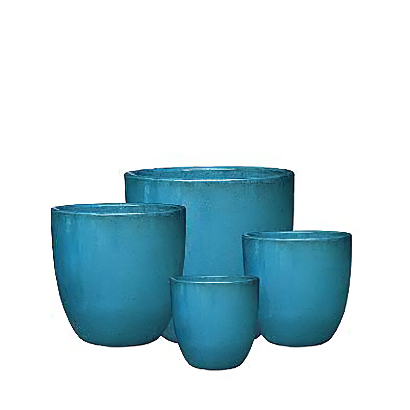 Set de 4 bacs à fleurs - Céramique - Bleu vert - Witango