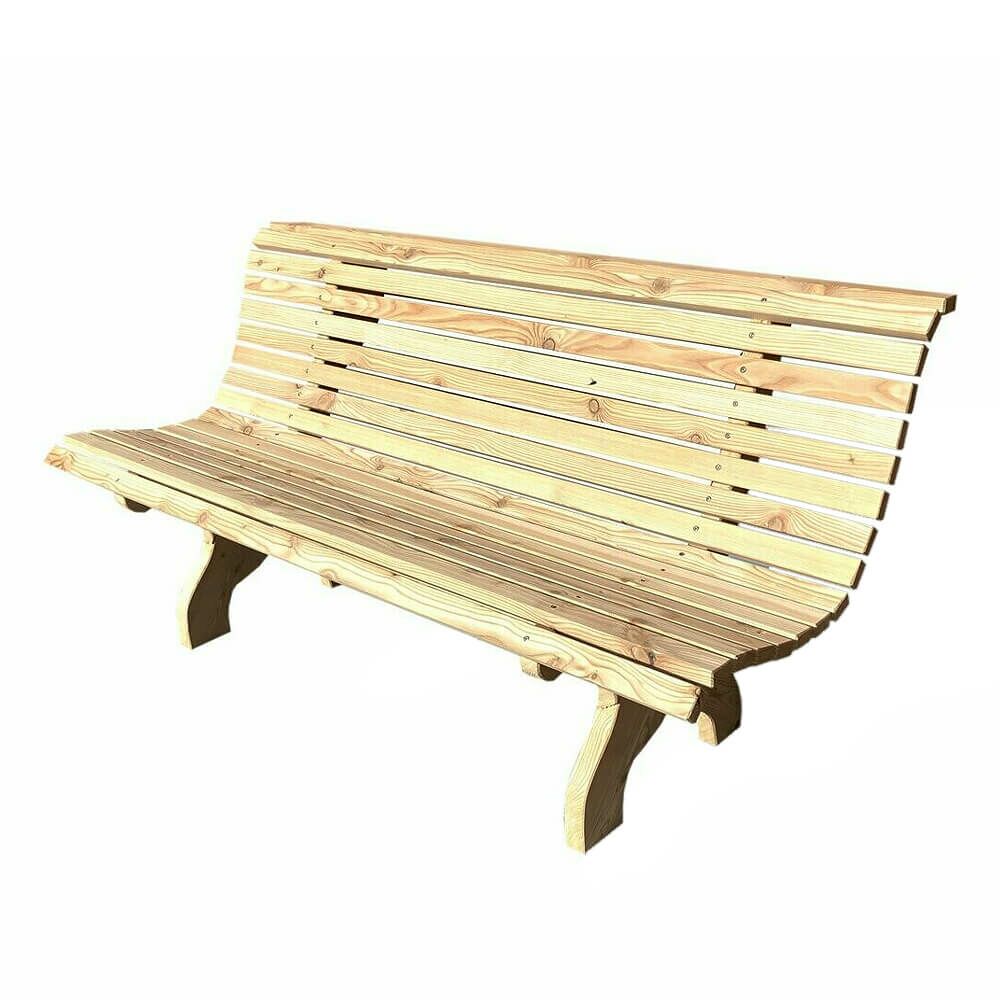 Banc de jardin élégant en bois de mélèze avec dossier - Banca Solido / 120cm