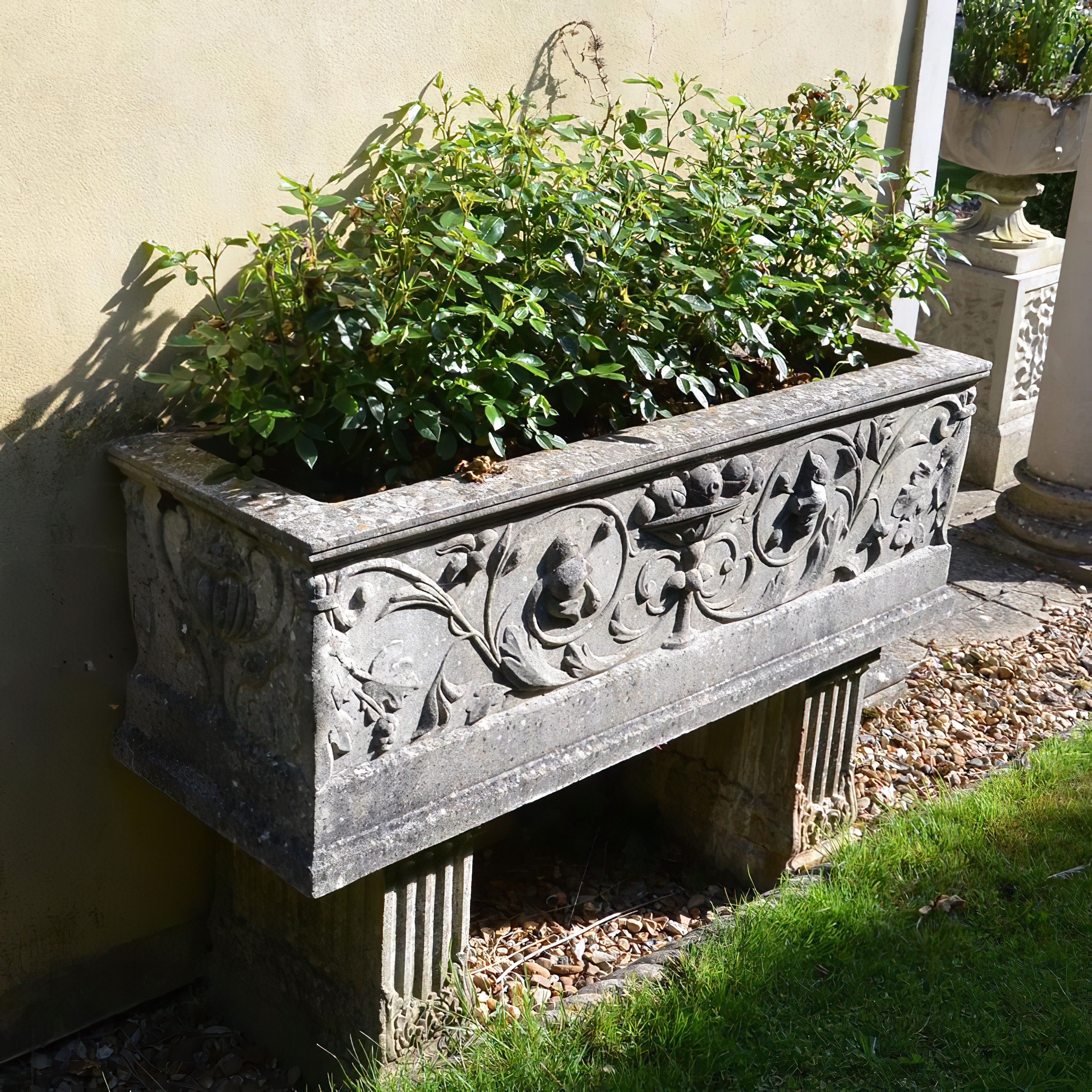 Grand bac à plantes en pierre antique - Vicenza Grande / Portland blanc