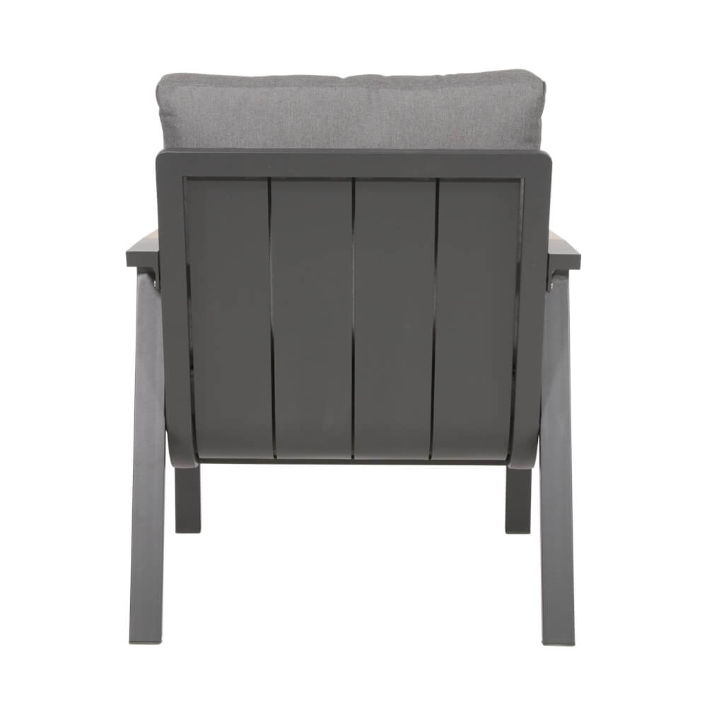 Chaise lounge en aluminium gris avec finition en teck - Chaise de jardin Briun