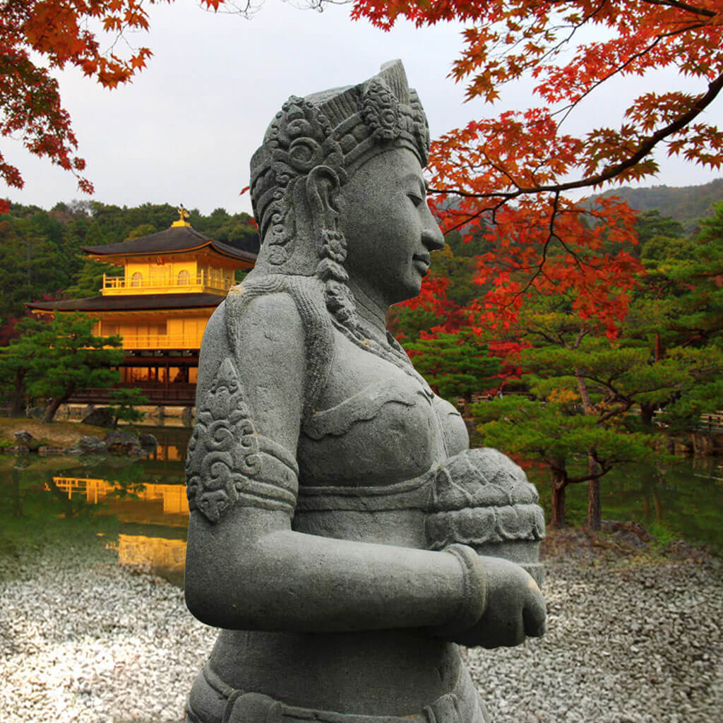 Statue de jardin en pierre de lave Asia Garden - Kimiko