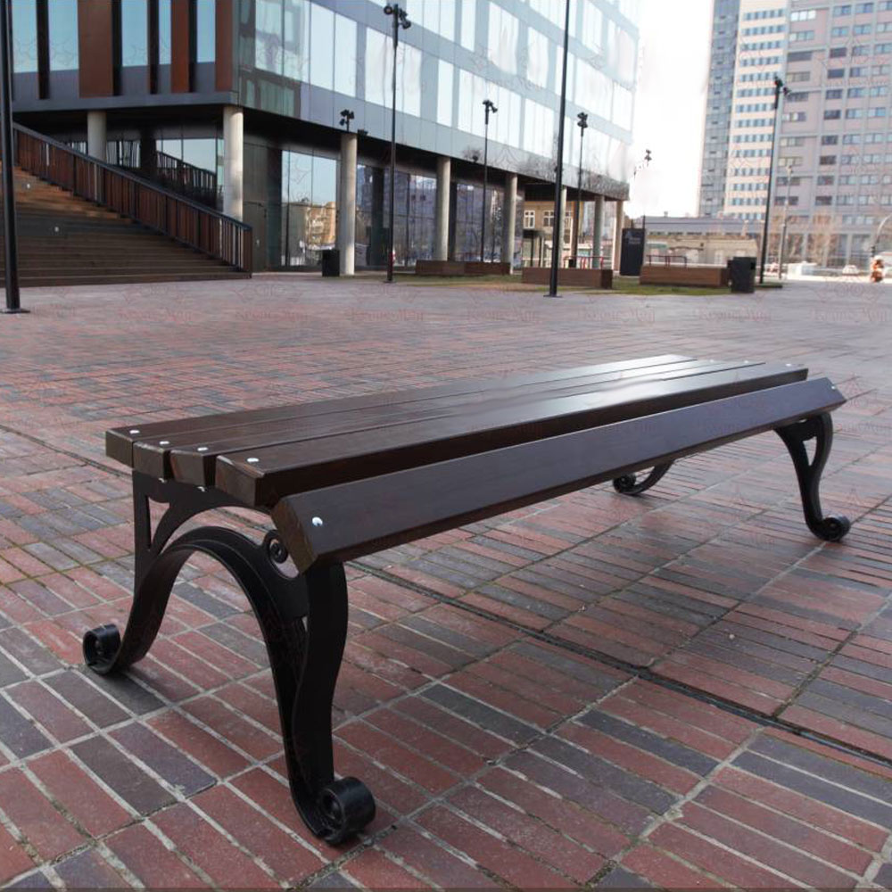 Mobilier Urbain Banc en bois et en fonte - sans dossier - Eldrid