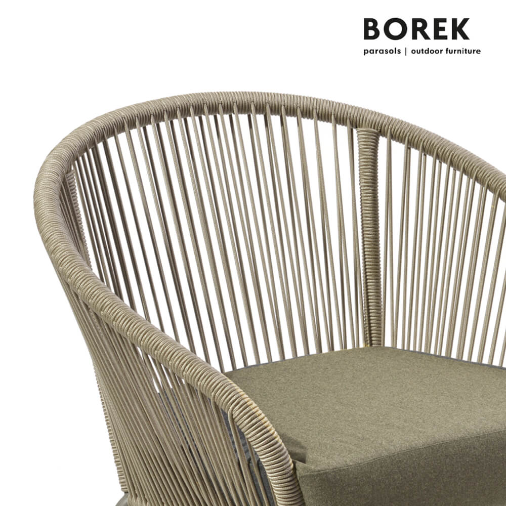 Jardin Fauteuil Lounge de Borek - Aluminium - avec coussins - beige & marron chiné - Colette Fauteuil Club