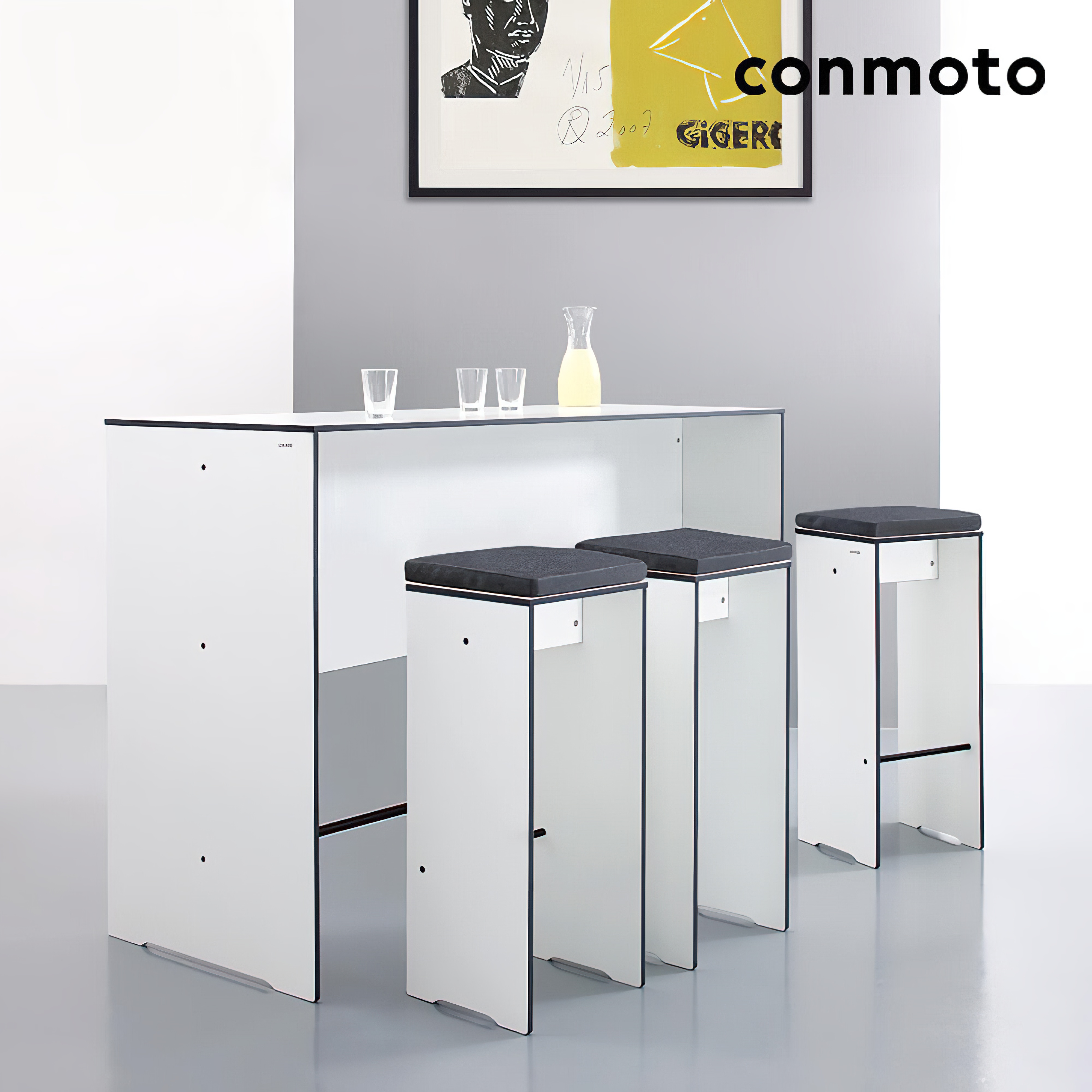 Tabouret de bar de jardin élégant en HPL - robuste - Riva Tabouret de bar / Anthracite / Revêtements gris beige