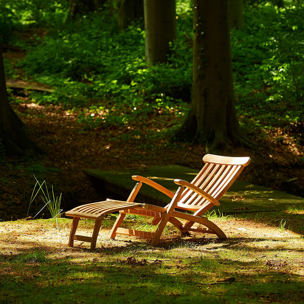 Bain de soleil moderne - inclinable - Teck - Ivy Deckchair