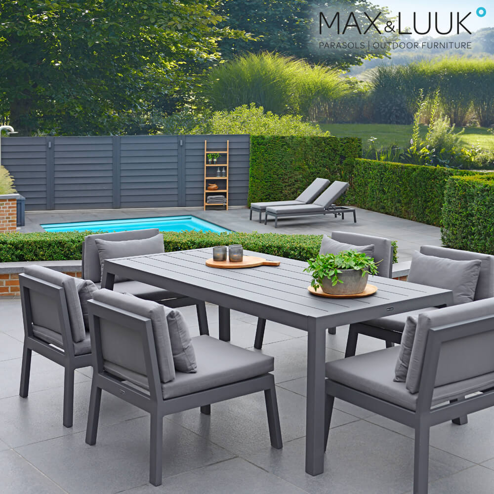 Chaise de table de jardin en aluminium avec coussin - gris - Max&Luuk - Mike Chaise de table / Anthracite / Blanc