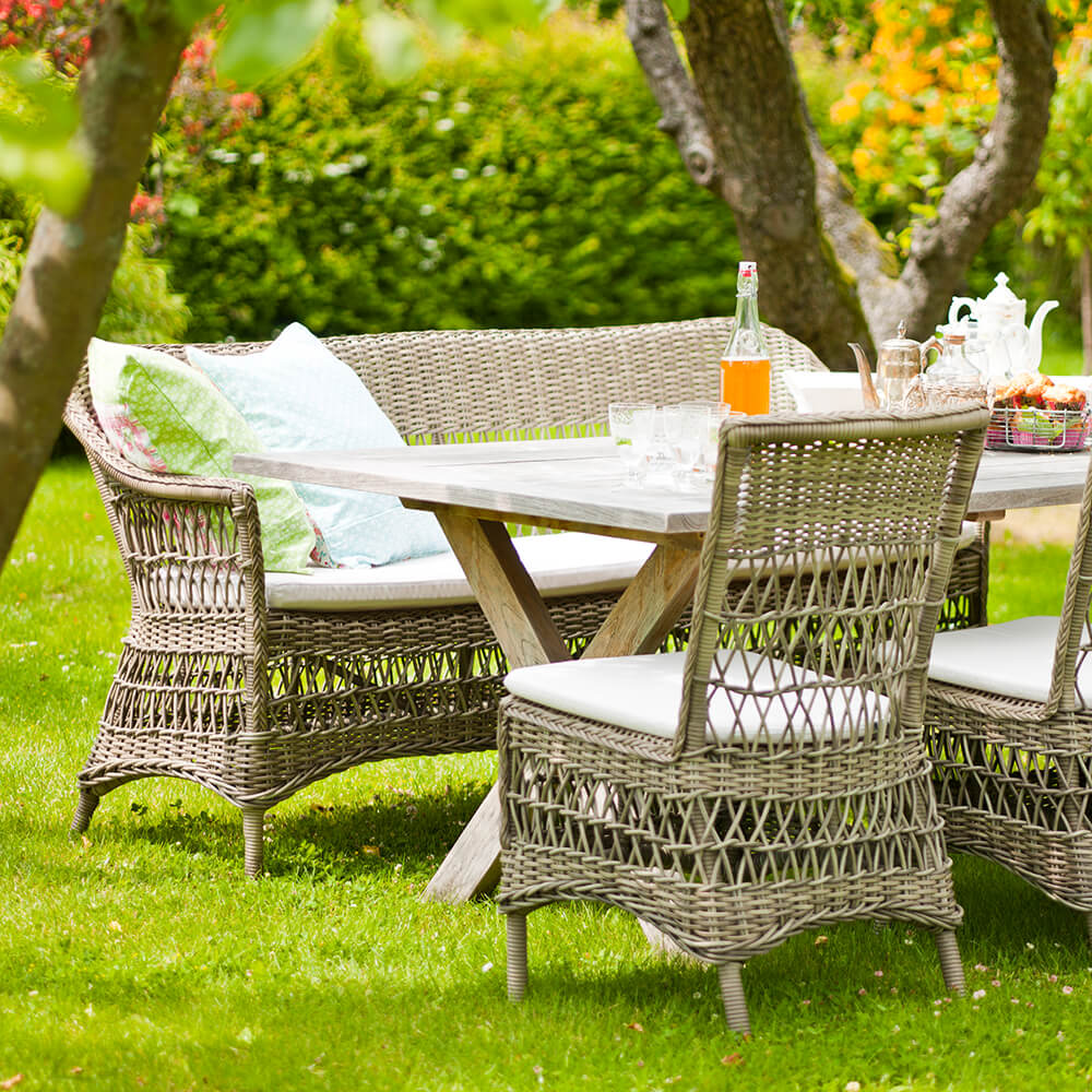 Canapé lounge résistant aux intempéries pour trois personnes en gris antique - 3 places Hedda / Tempotest Taupe