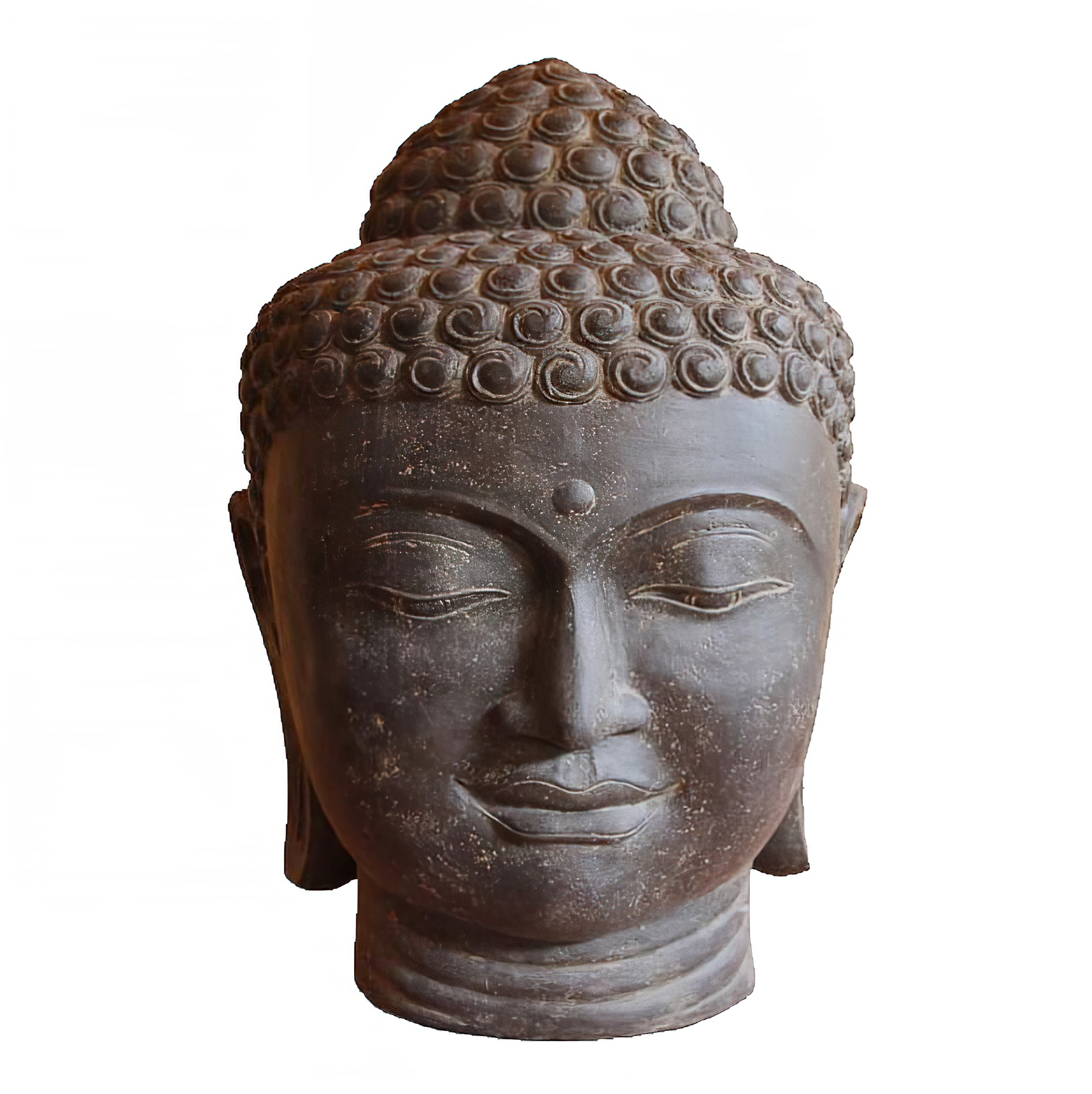 Tête de bouddha unique en fonte de pierre - Kashyapa / 150 cm