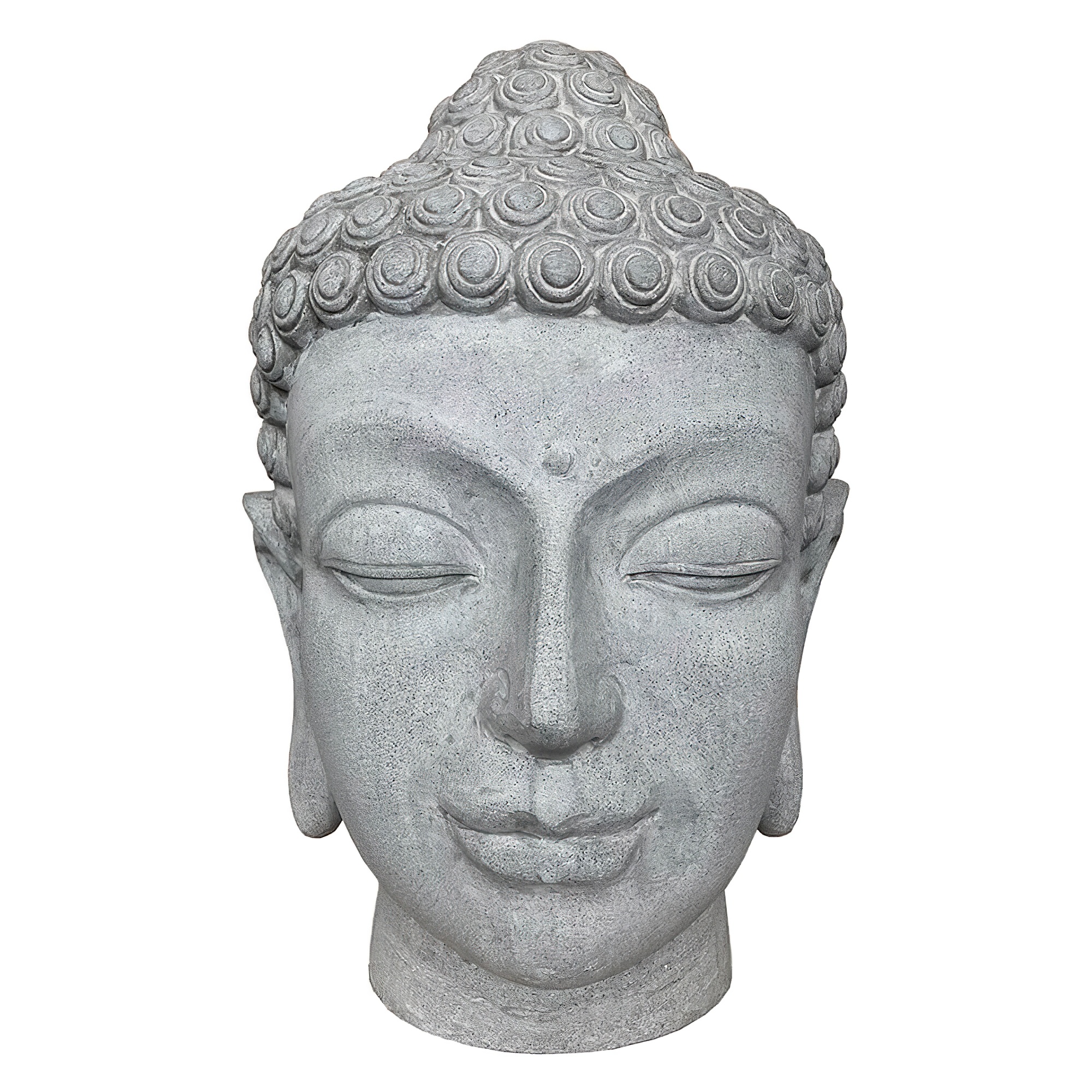Décoration de jardin Bouddha tête en polystone - aspect ciment - Apricale / 74x55x49,5cm (hxlxp)