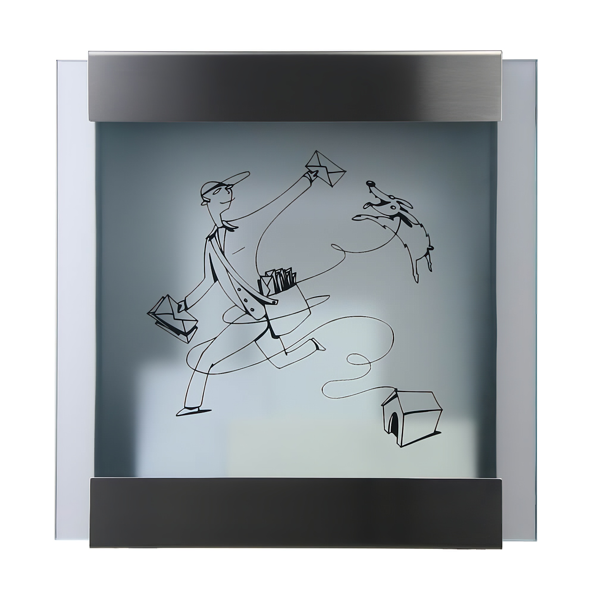 Boîte aux lettres design en verre & inox avec motif - Herakles