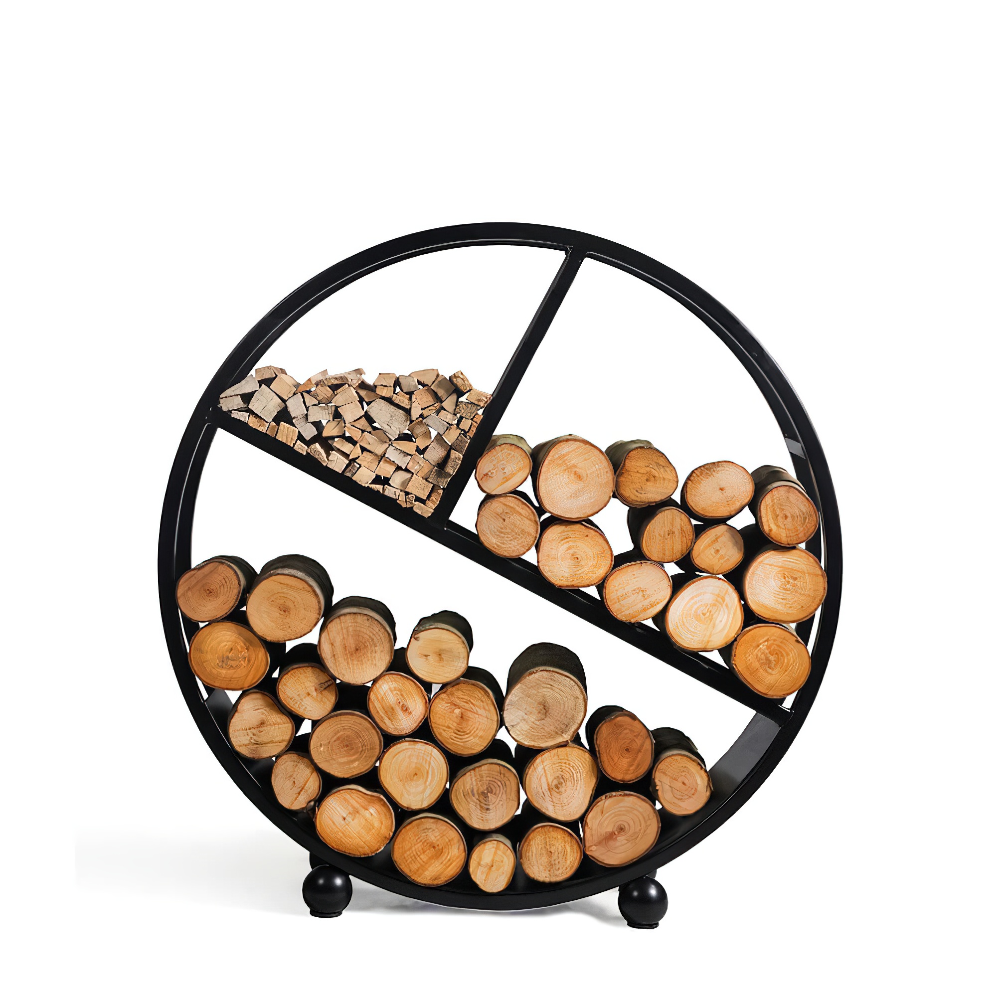 Étagère ronde en bois avec 3 compartiments - stable - acier - Sfaria Étagère en bois