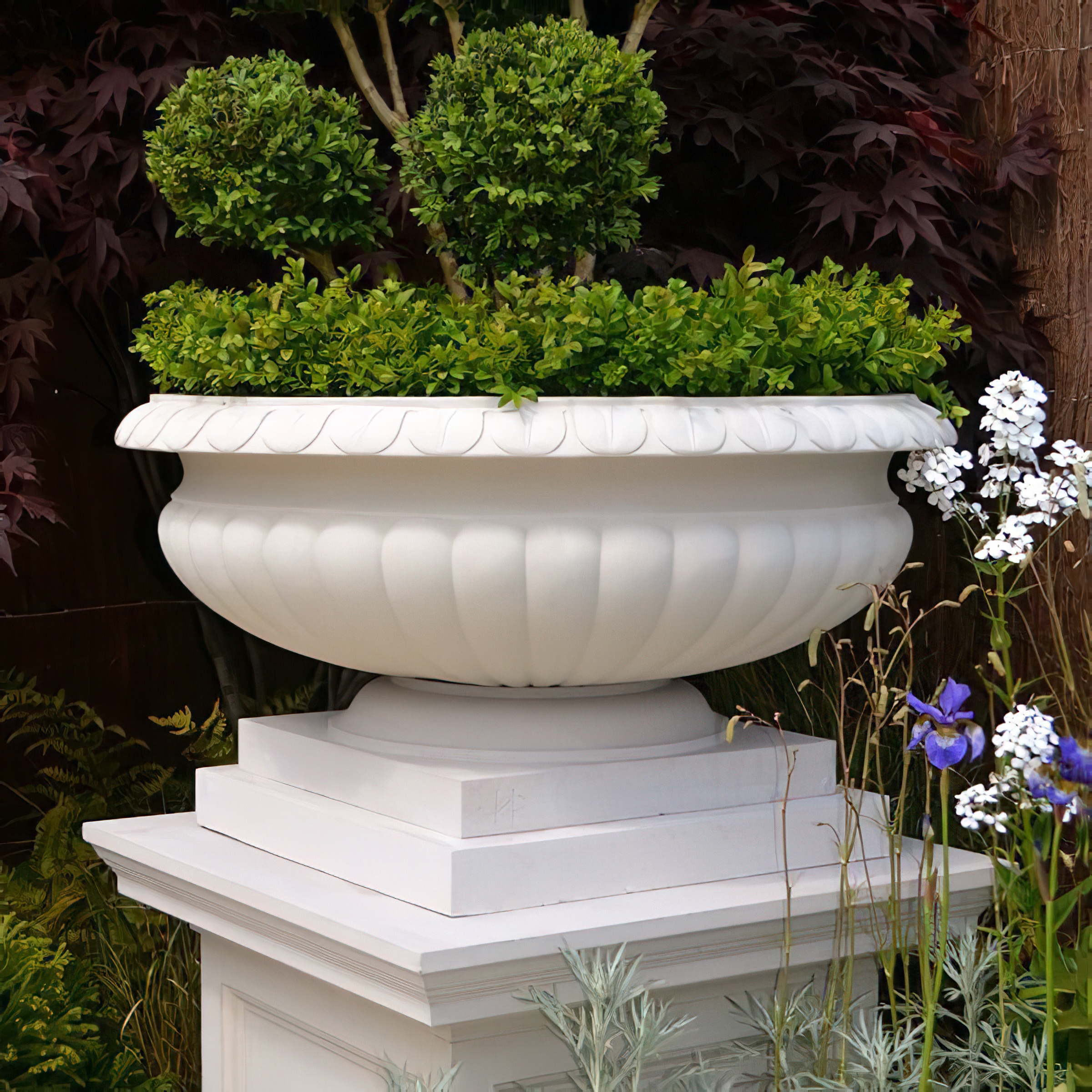 Grande jardinière en fonte de pierre résistante à l'hiver - Orleander / Portland blanc