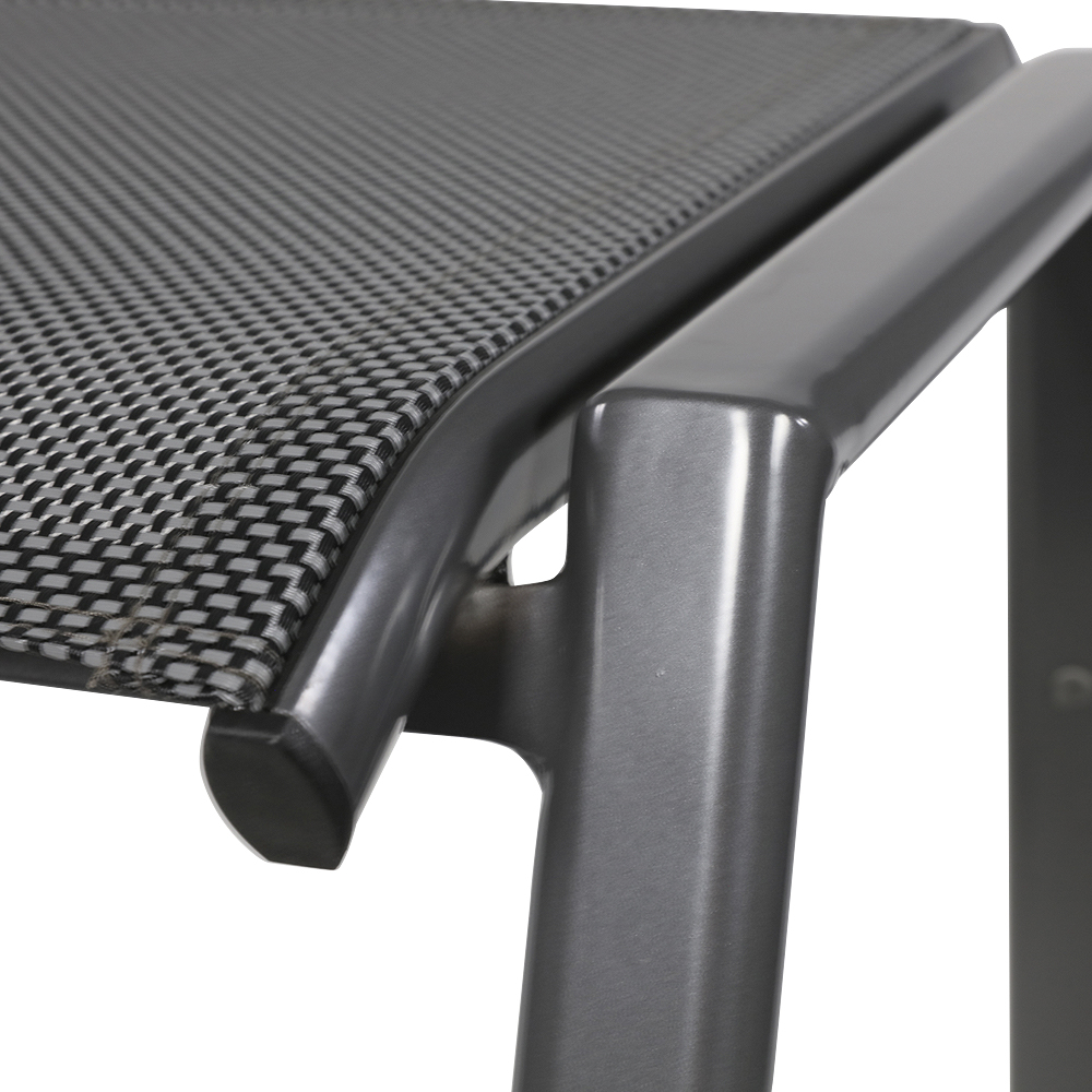 Repose-pieds noir et gris en aluminium et textylène - Tabouret Wolano