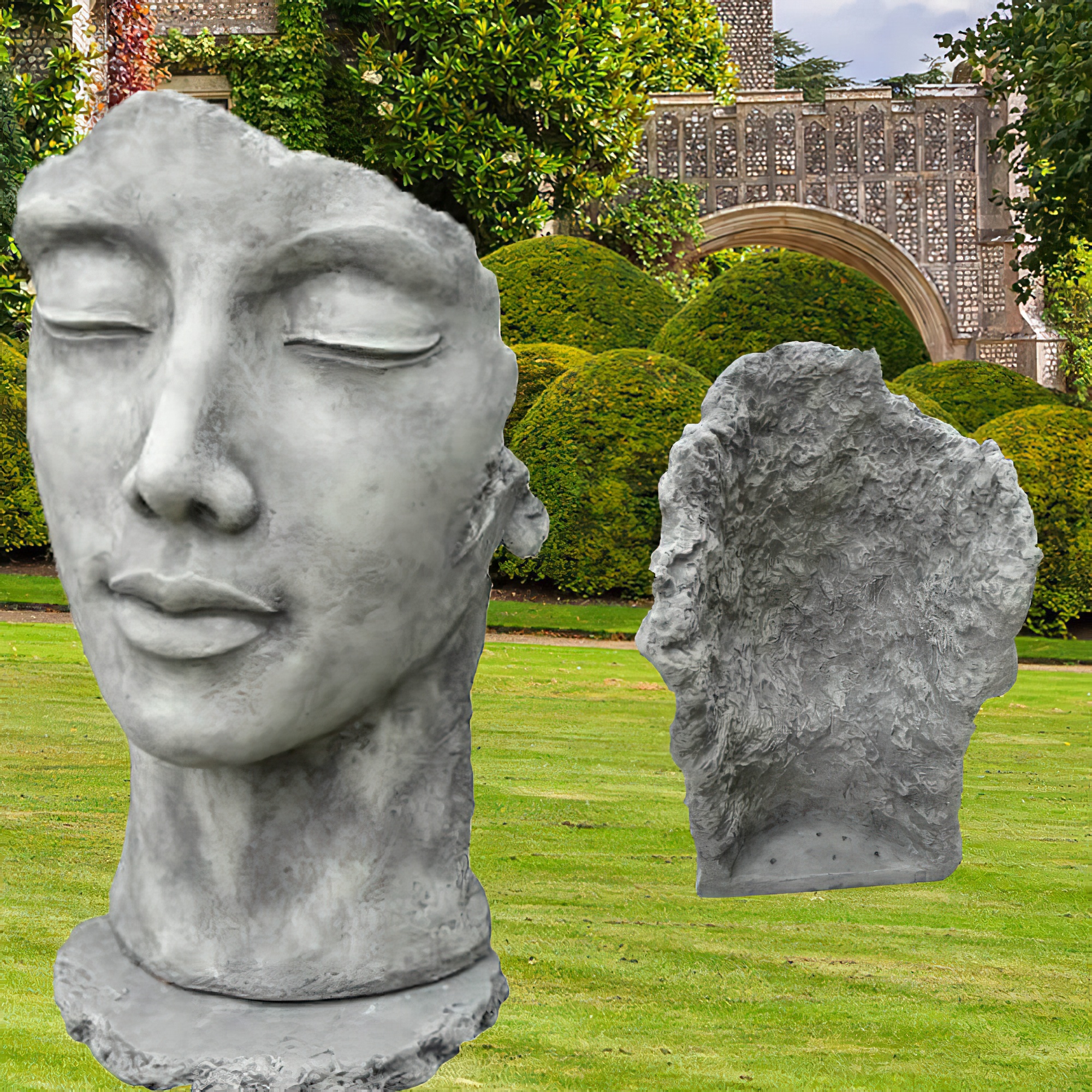 Sculpture classique de jardin - Buste en pierre - Femme - Sculptura Feminam / Oxyde de fer
