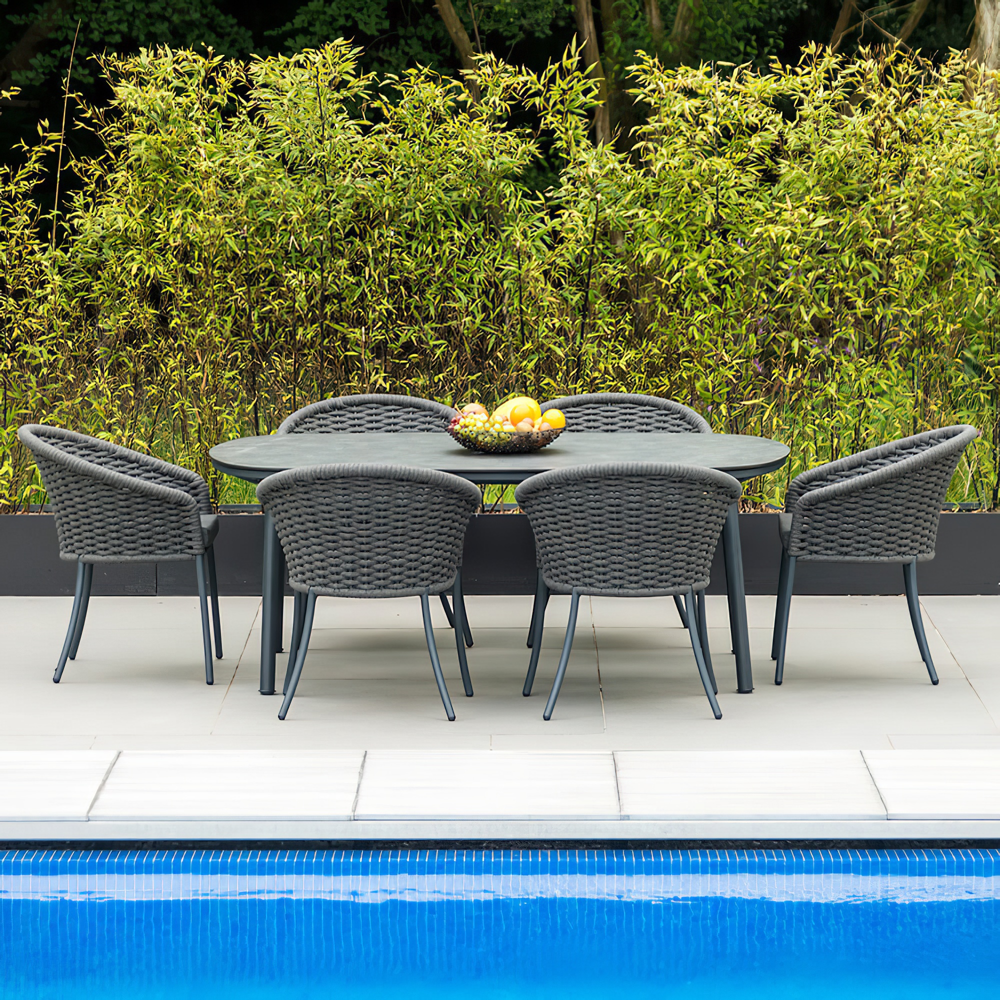 Table de jardin grise en aluminium & bois/HPL - 120x200cm - Austen Table de jardin / HPL