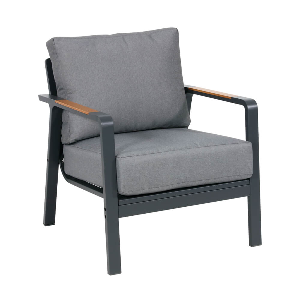 Chaise d'extérieur grise et tabouret en kit - Alu - Briun Sitzmöbel