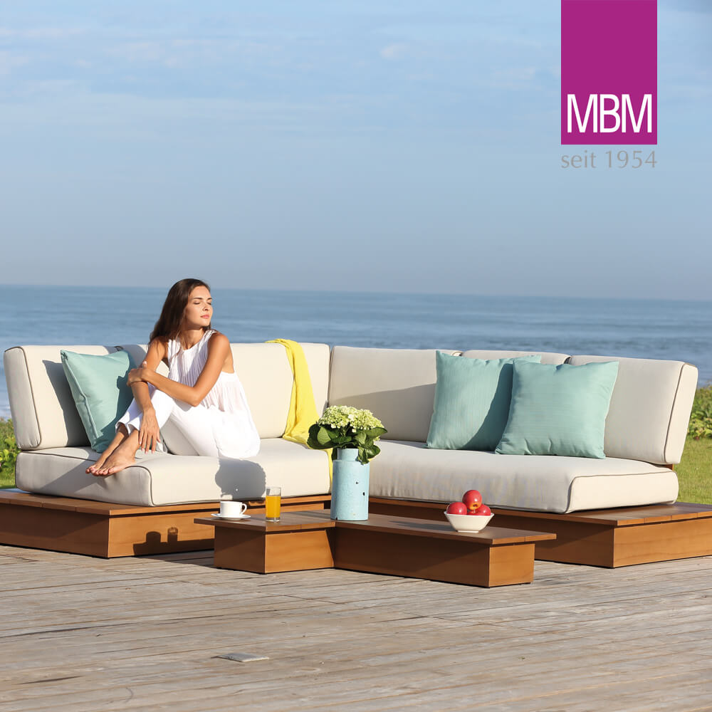 Table de salon de jardin pour coin en L - de MBM - Resysta aspect bois - brun - La Villa Table de salon