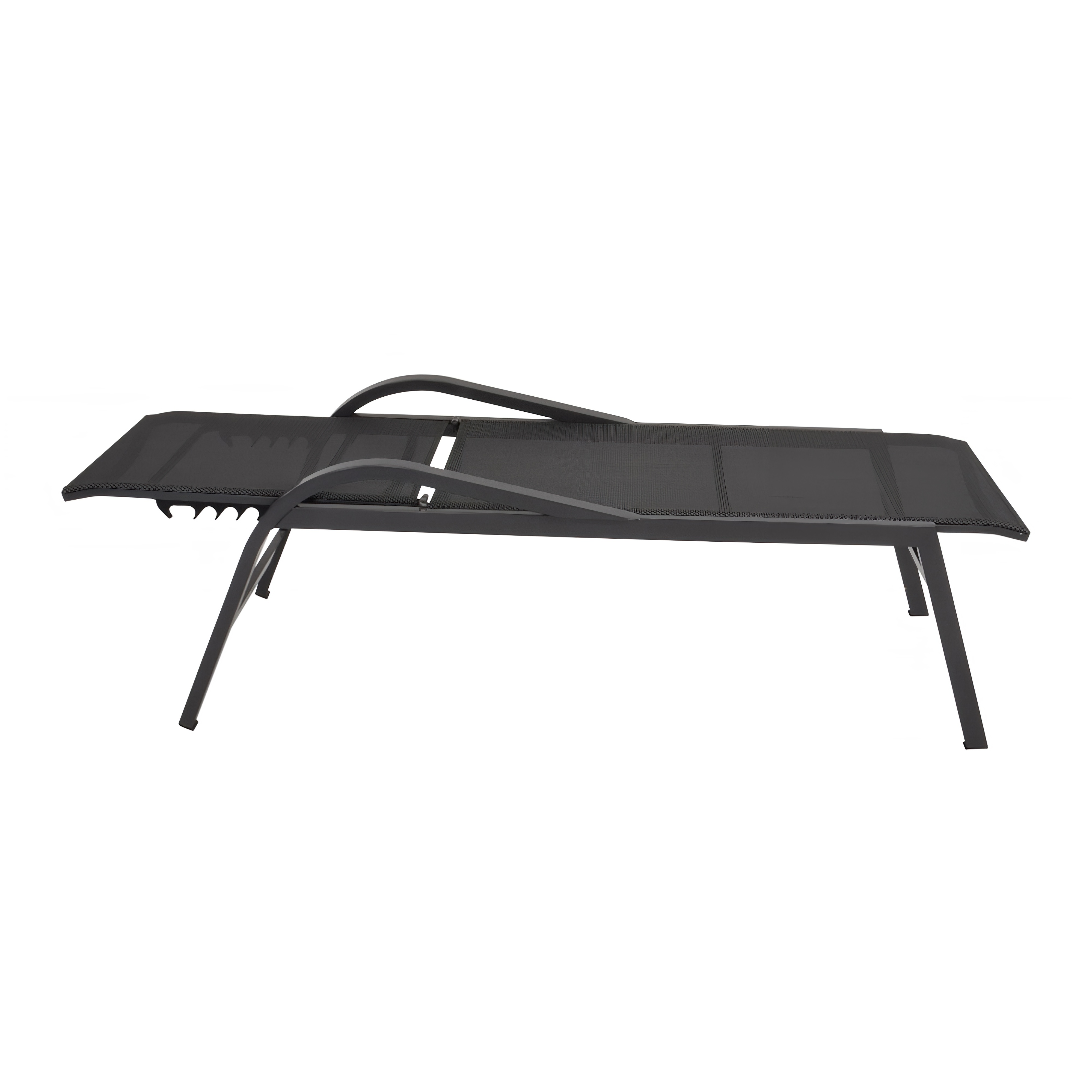 Chaise longue extra haute en aluminium avec revêtement en textylène - gris noir - Chaise longue Tigra