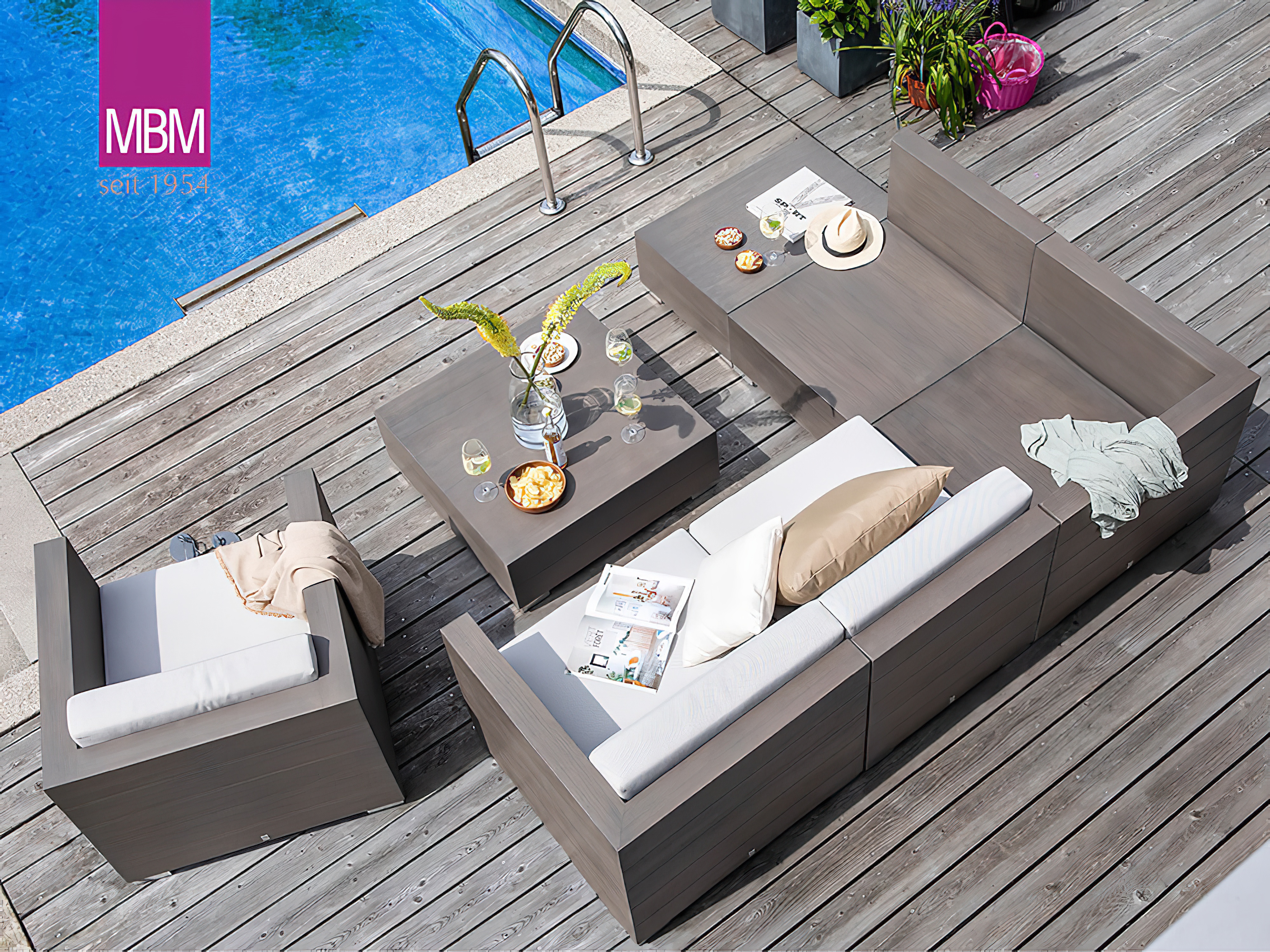 Fauteuil lounge foncé résistant aux intempéries de MBM - Fauteuil lounge Long Island / sans coussin