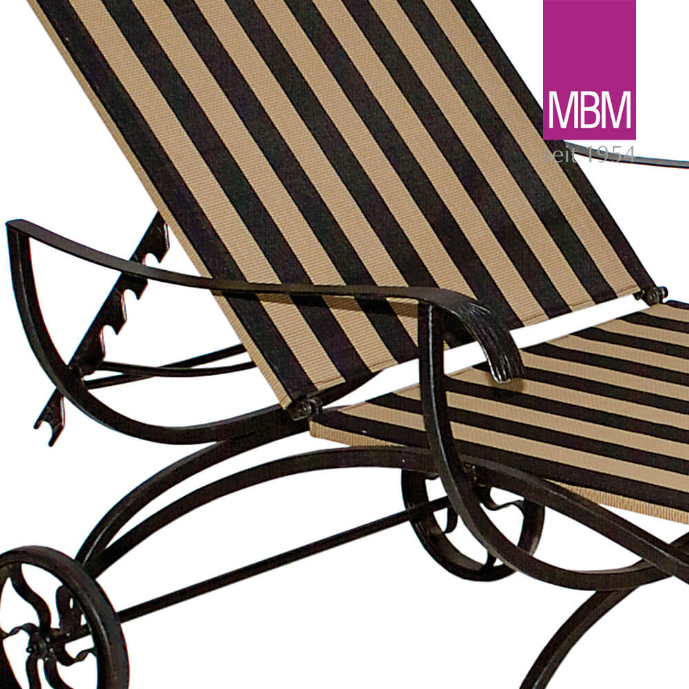 Chaise longue de jardin avec roulettes - MBM - Métal/fer & tissu d'extérieur - Chaise longue Medici / avec coussin d'assise Sand