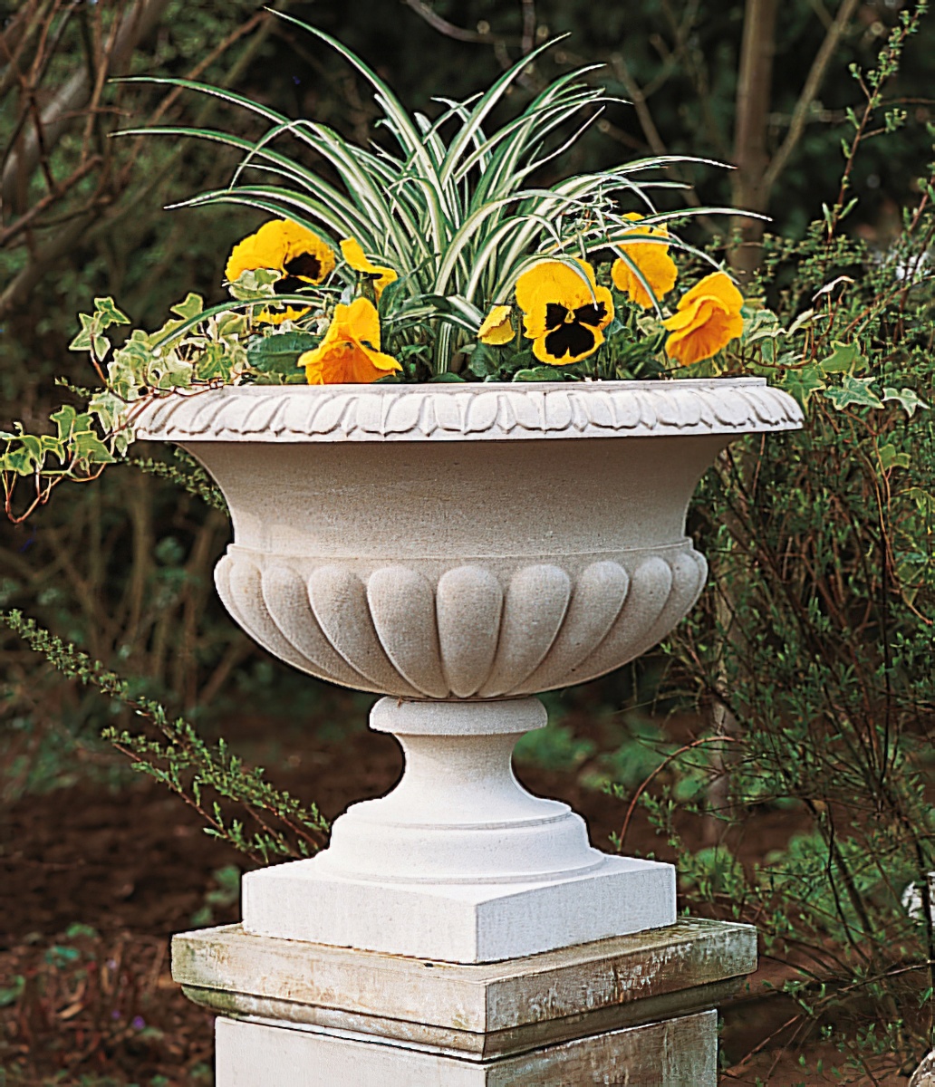 Grand vase de jardin historique - Camellia / Portland blanc