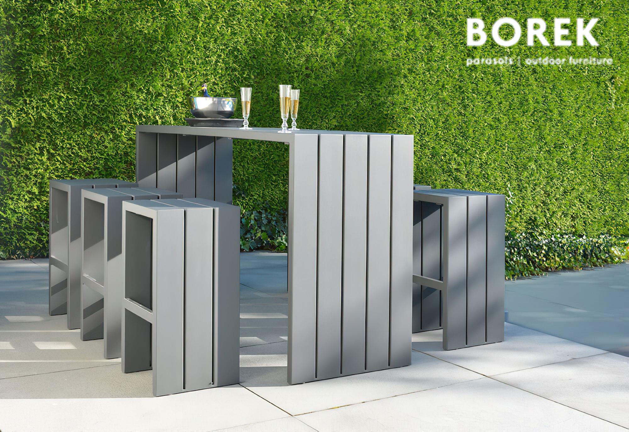 Table de bar extérieur avec tabourets pour jardin & terrasse - Borek - moderne - aluminium - Samos Bar de jardin / blanc