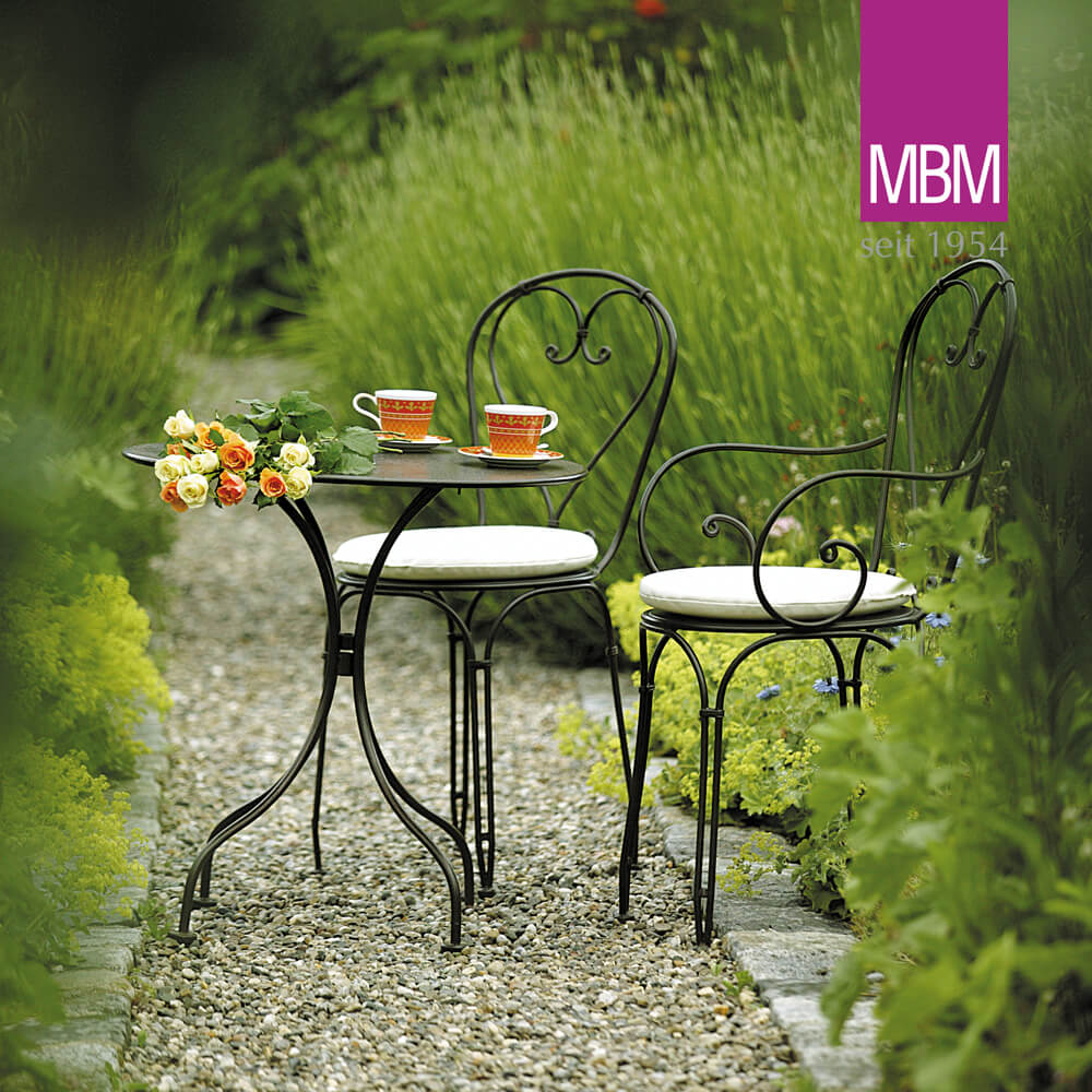 Table ronde de jardin en fer forgé - MBM - 65cm - Style rustique - Table Boulevard