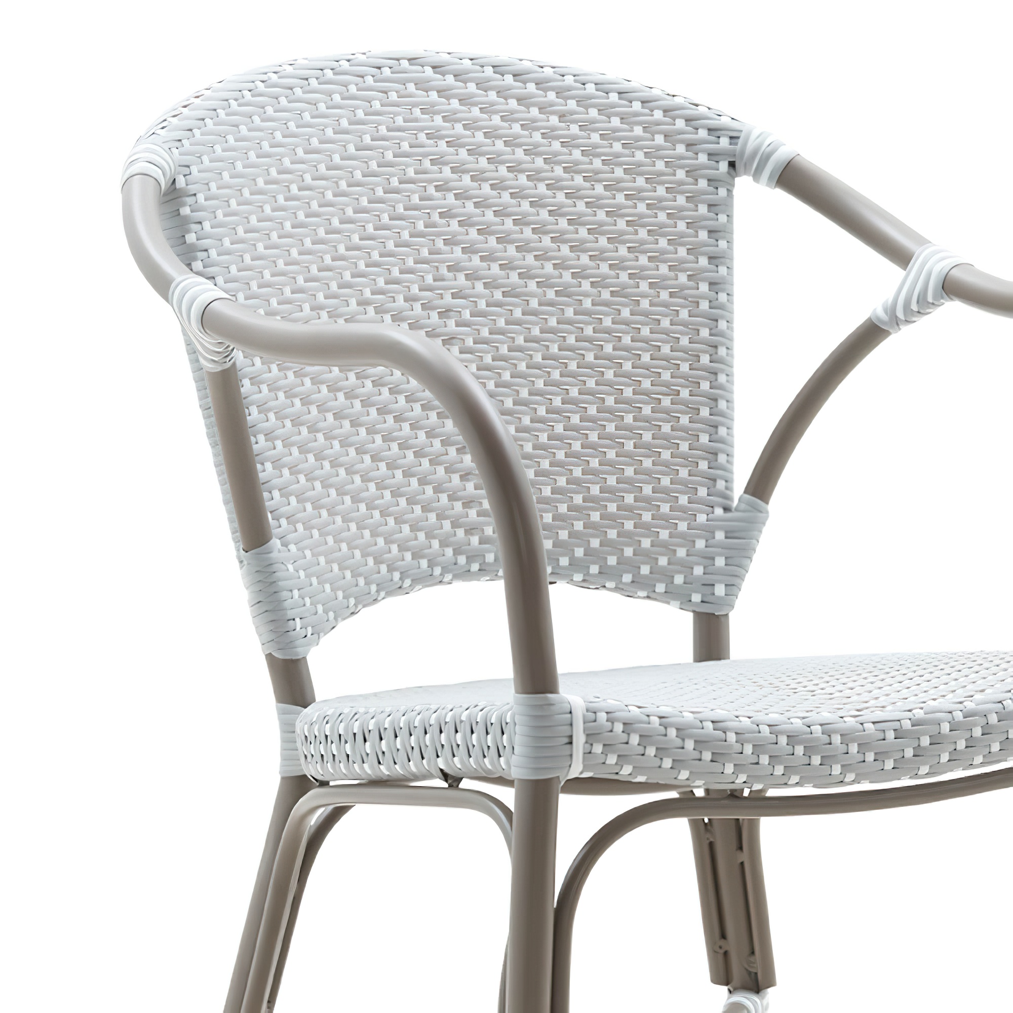 Fauteuil d'extérieur tressé empilable en aluminium - Fauteuil de jardin Peder