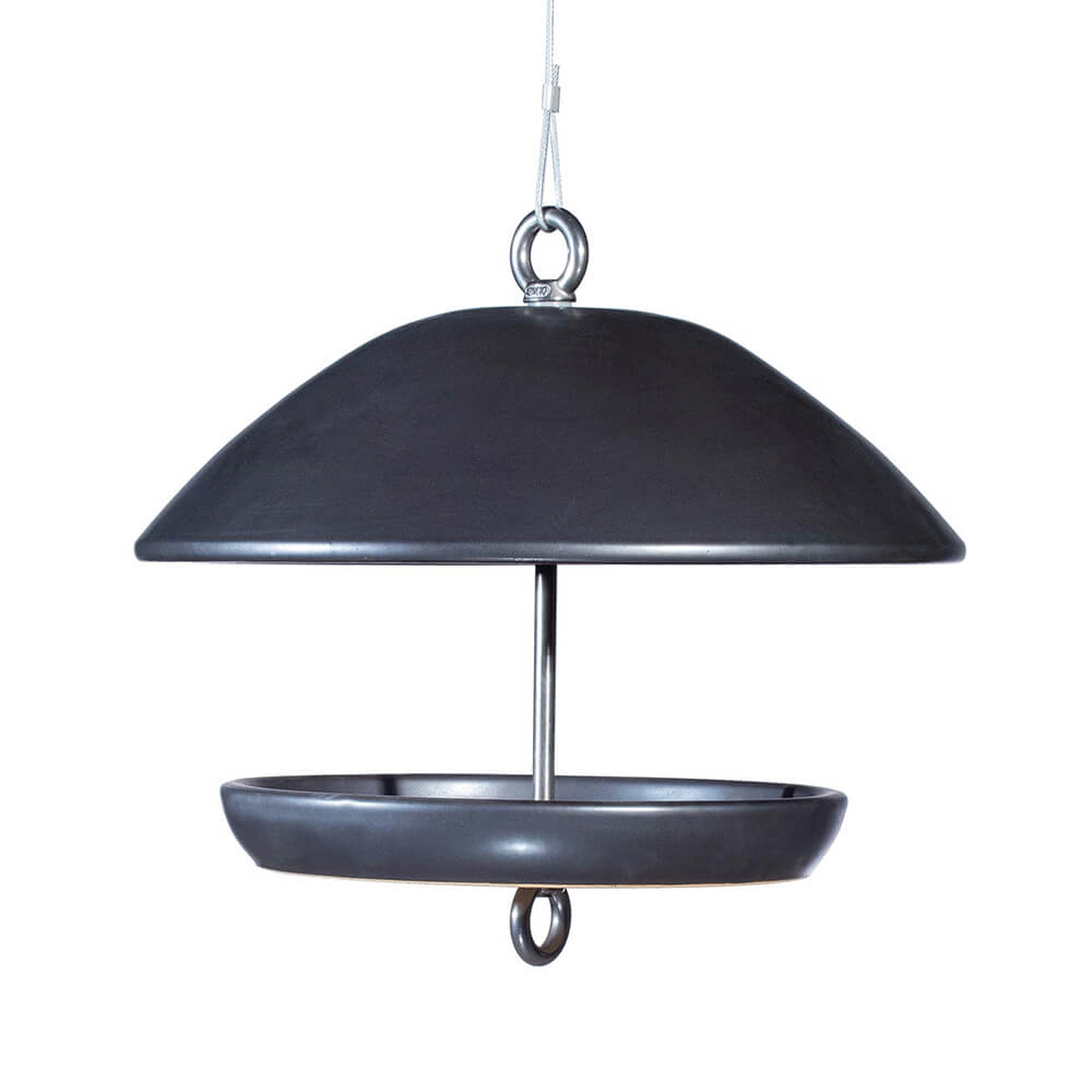 Mangeoire pour oiseaux résistante à l'hiver à suspendre dans le jardin - Grès - Anthracite - Birdy Niger