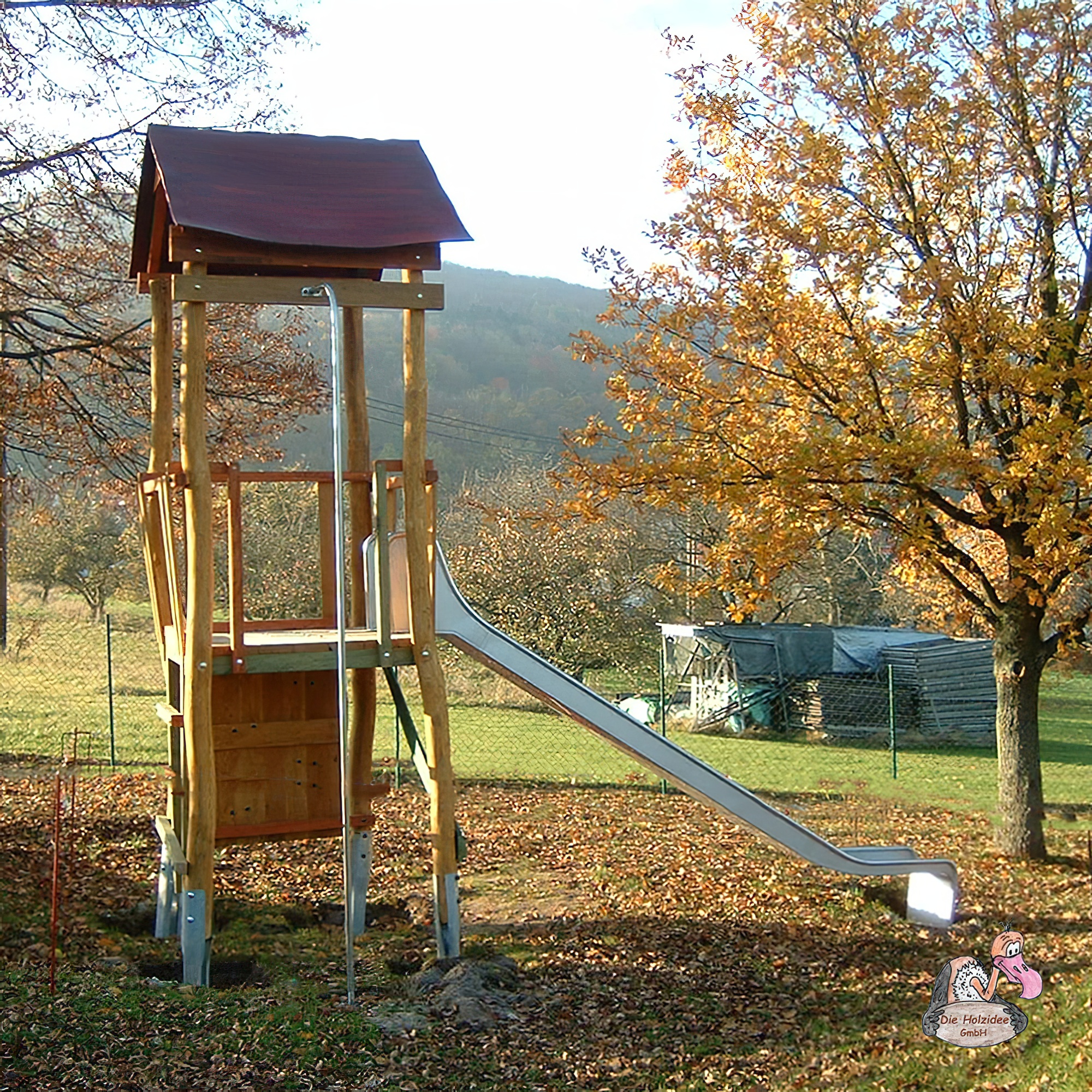 Tour de jeux avec barre de pompier et toboggan pour l'aire de jeux des enfants - Tour de jeux OK