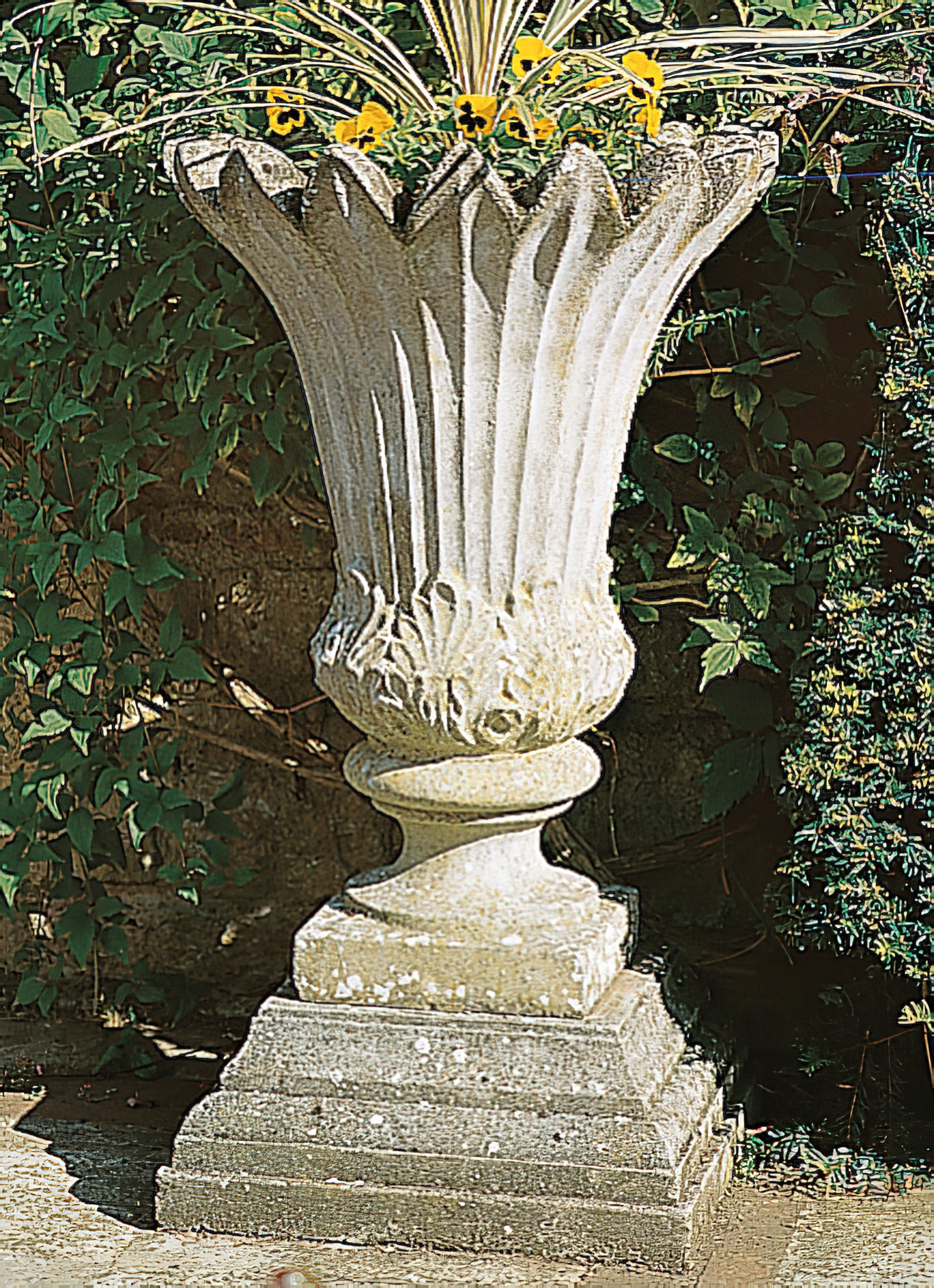 Amphore de jardin en pierre antique - Cranfield Court / Portland blanc