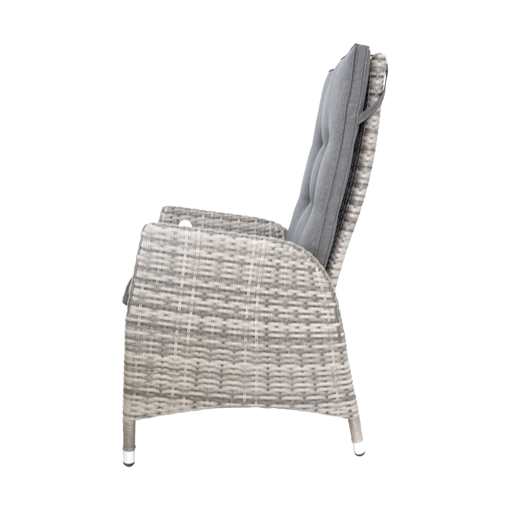 Fauteuil de jardin en poly rotin avec dossier réglable et coussin - Fauteuil Join / Gris-Anthracite