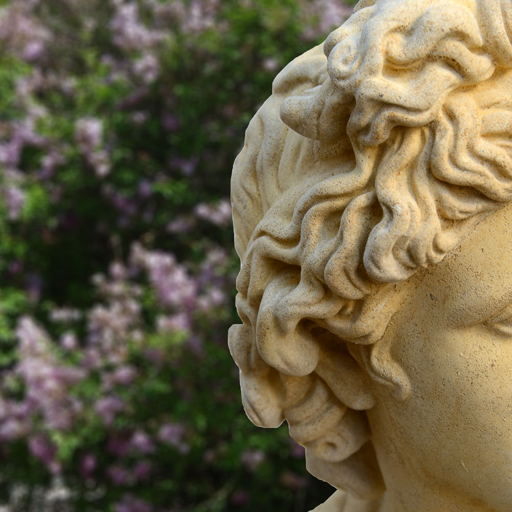 Buste en pierre moulée pour le jardin - Apollo / Sable