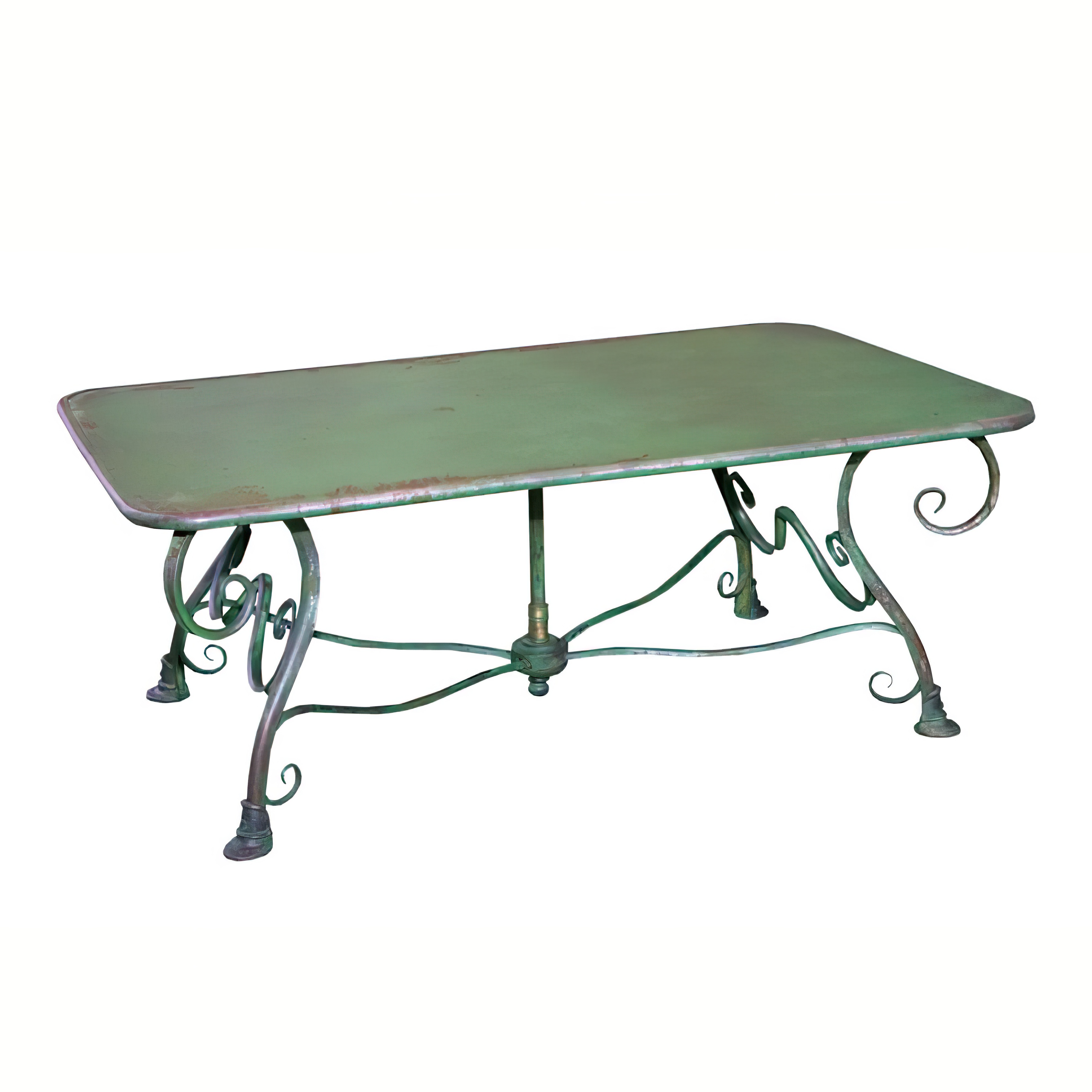 Table de jardin basse carrée en fer forgé - Socrate / rouille