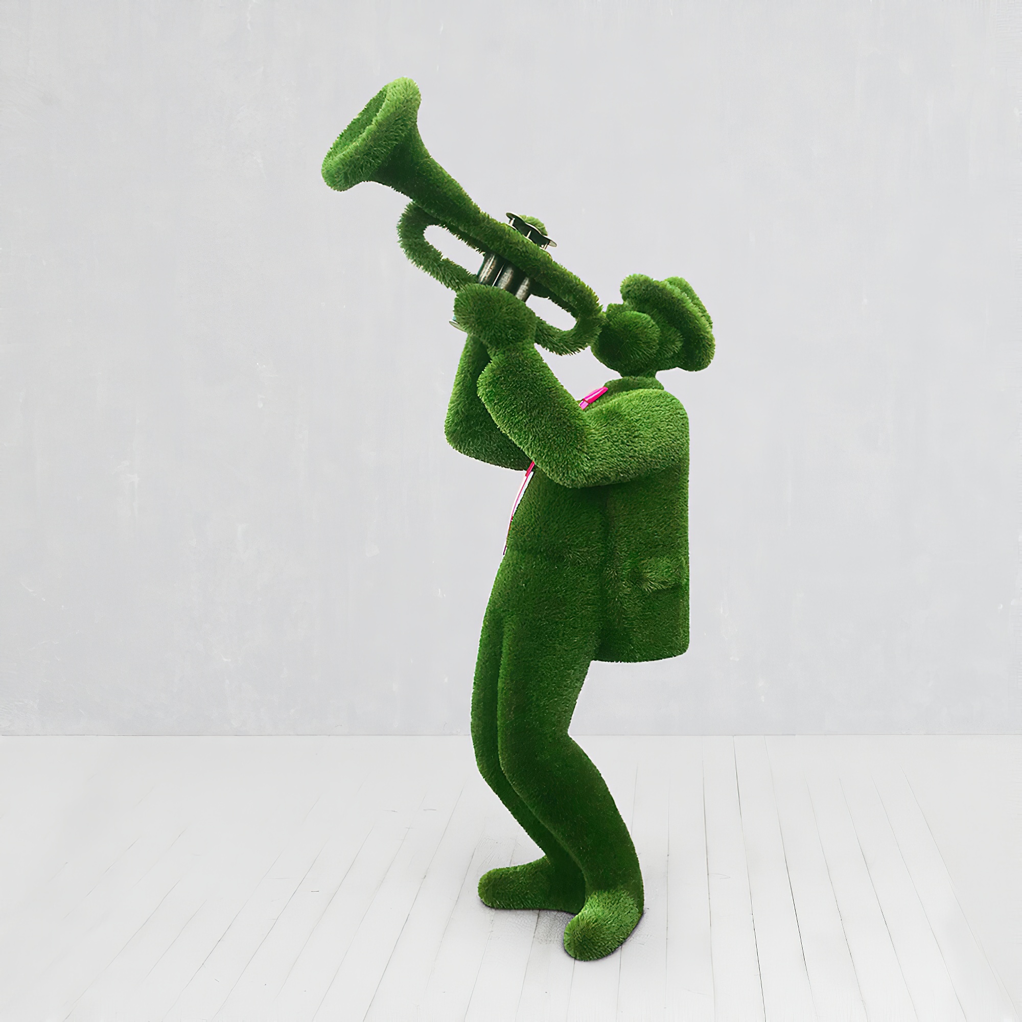 Joueur de trompette Topiary - grande statue de jardin de musicien - Peter