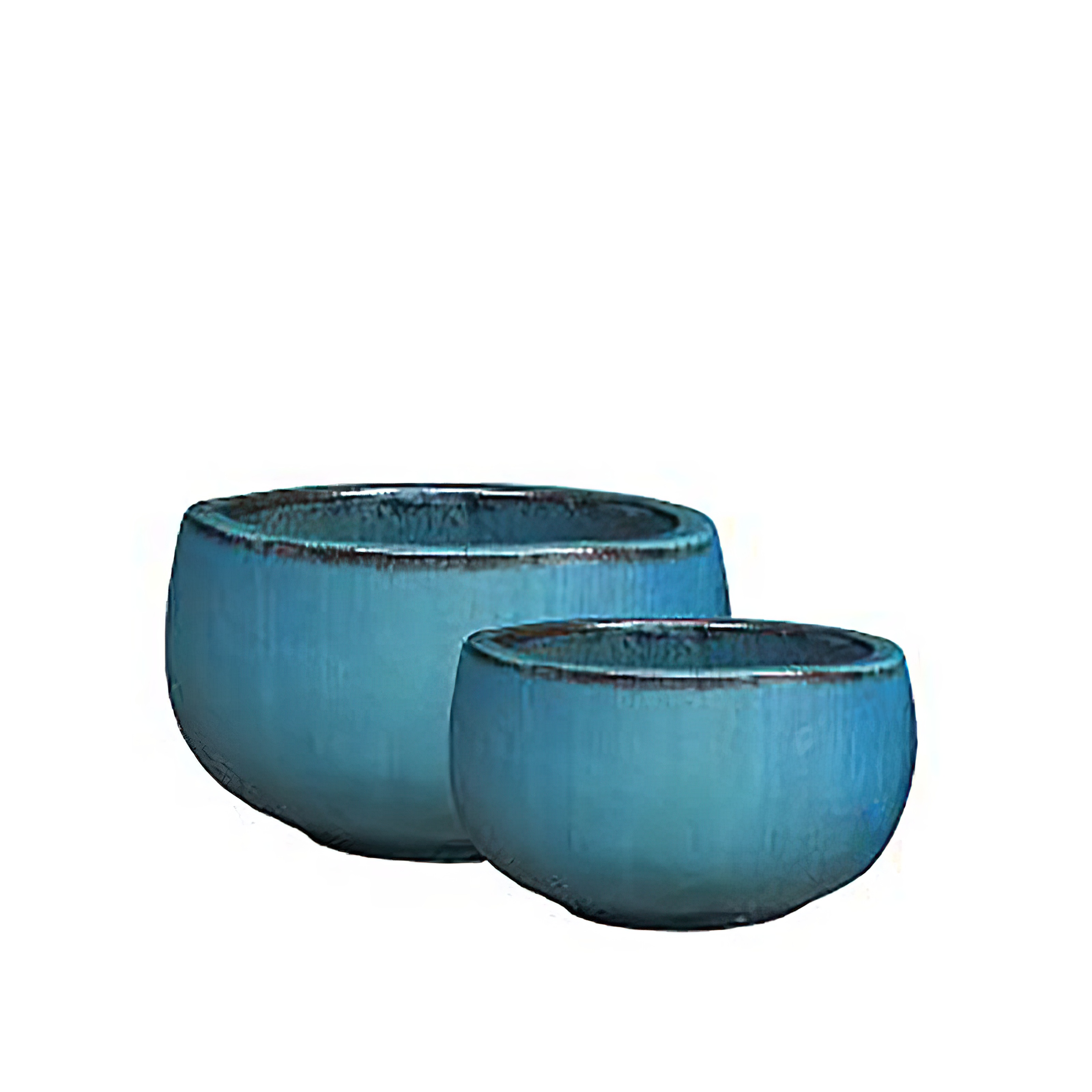 Jardinière en céramique émaillée - Ocean Blue - Set de 2 - Zumano