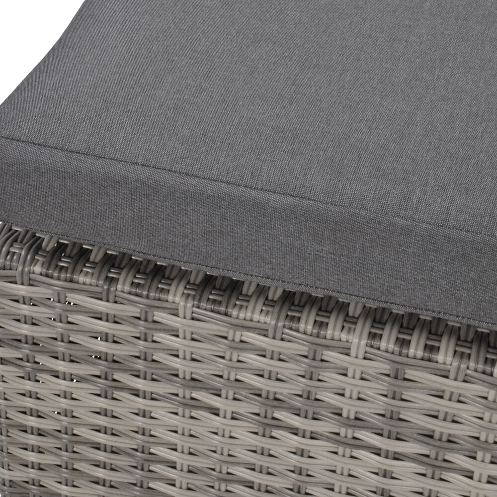 Tabouret de jardin gris en poly rotin avec coussin - Tabouret Irene