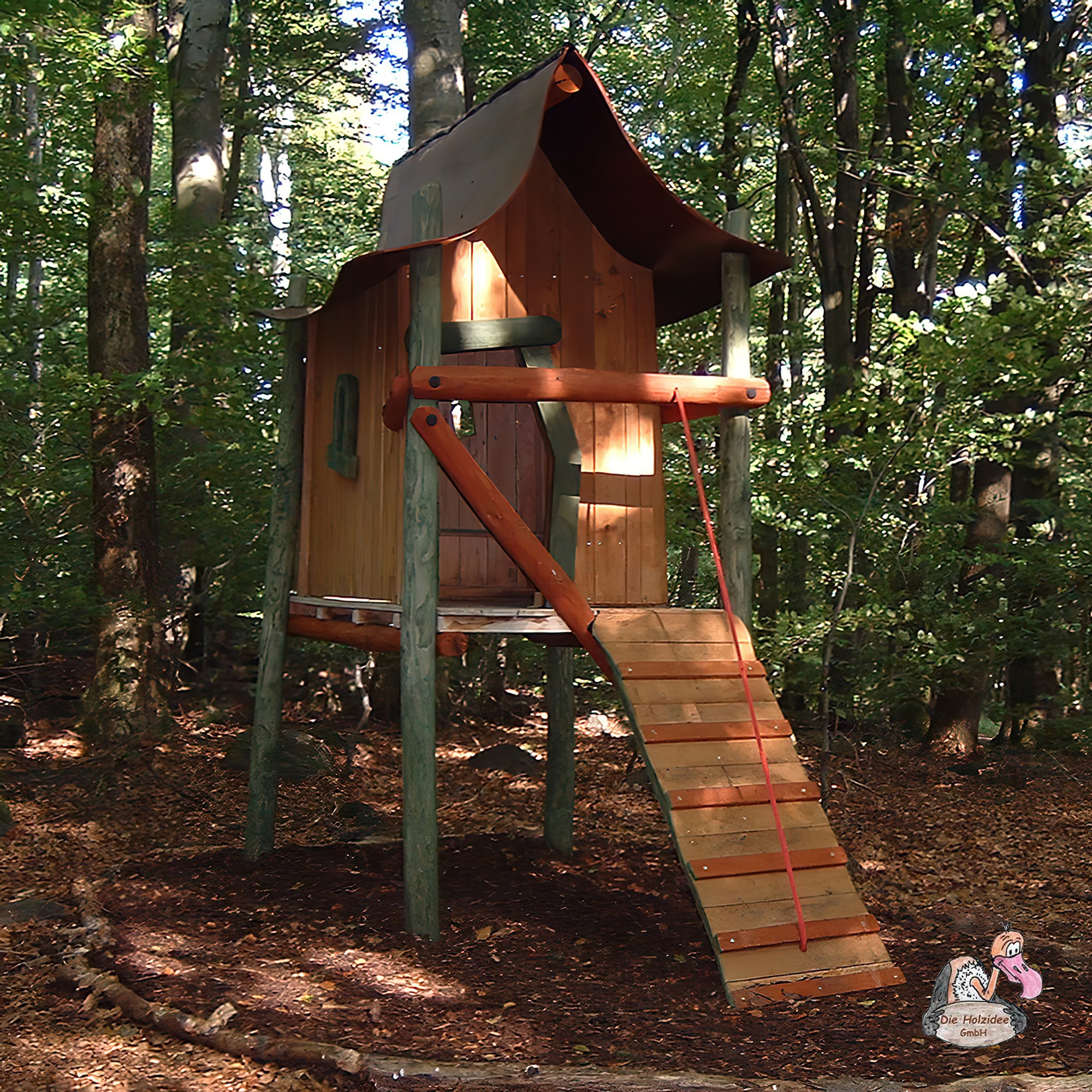 Maison en bois sur pilotis pour grimper et jouer avec les enfants - Maison de sorcière