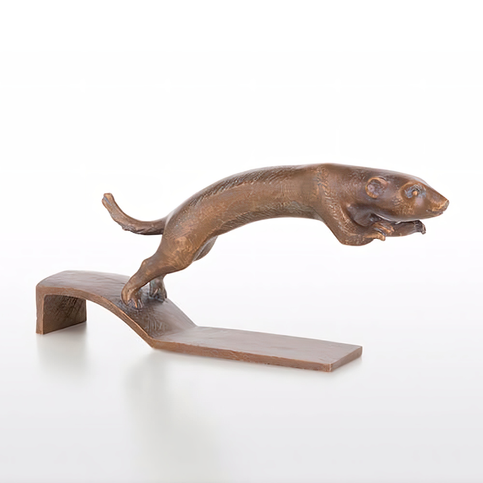 Figurine de jardin robuste en bronze - La belette saute