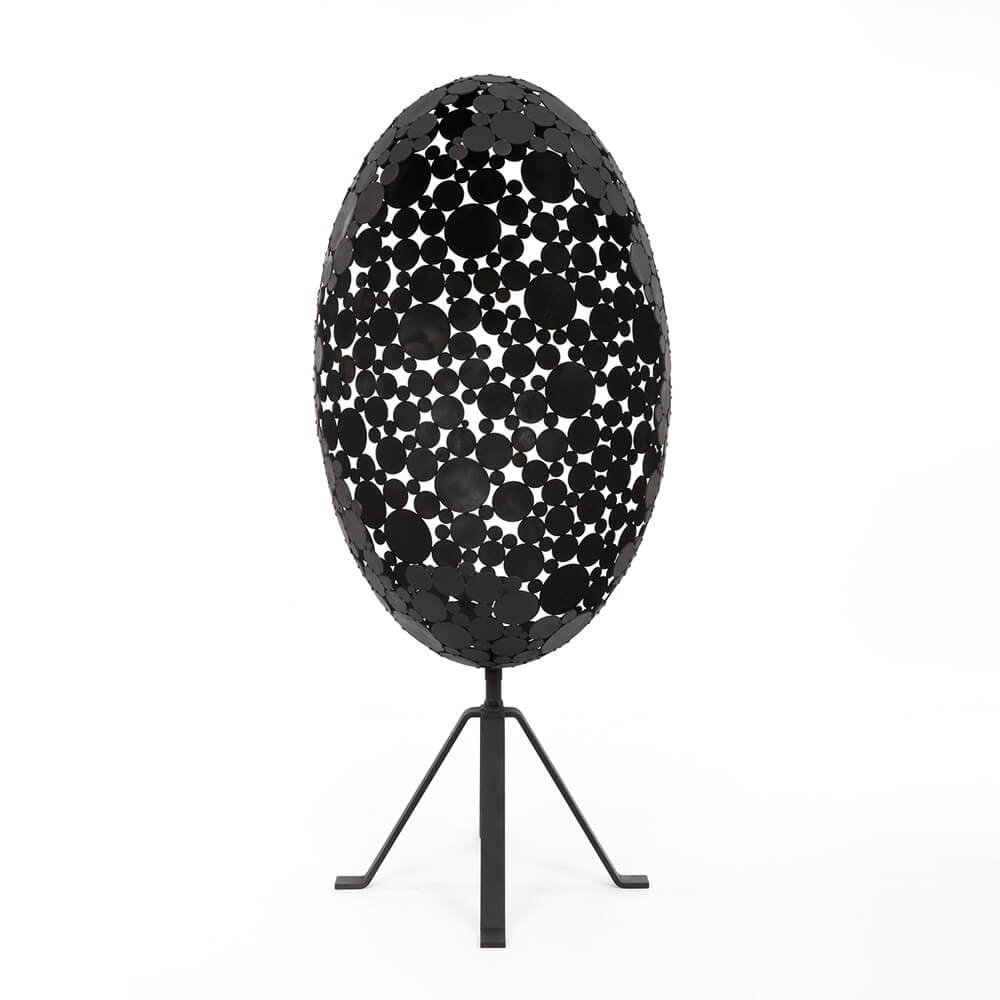 Œuvre d'art artisanale en métal avec photophore à l'éthanol - Mateo / Rouge / 120x60cm (hxl) / Poêle à éthanol avec pied doré