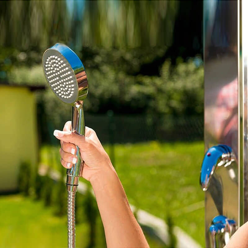 Jardin Douche solaire avec réservoir d'eau de 35 l - Noir - à fixer - Najade / sans paillasson