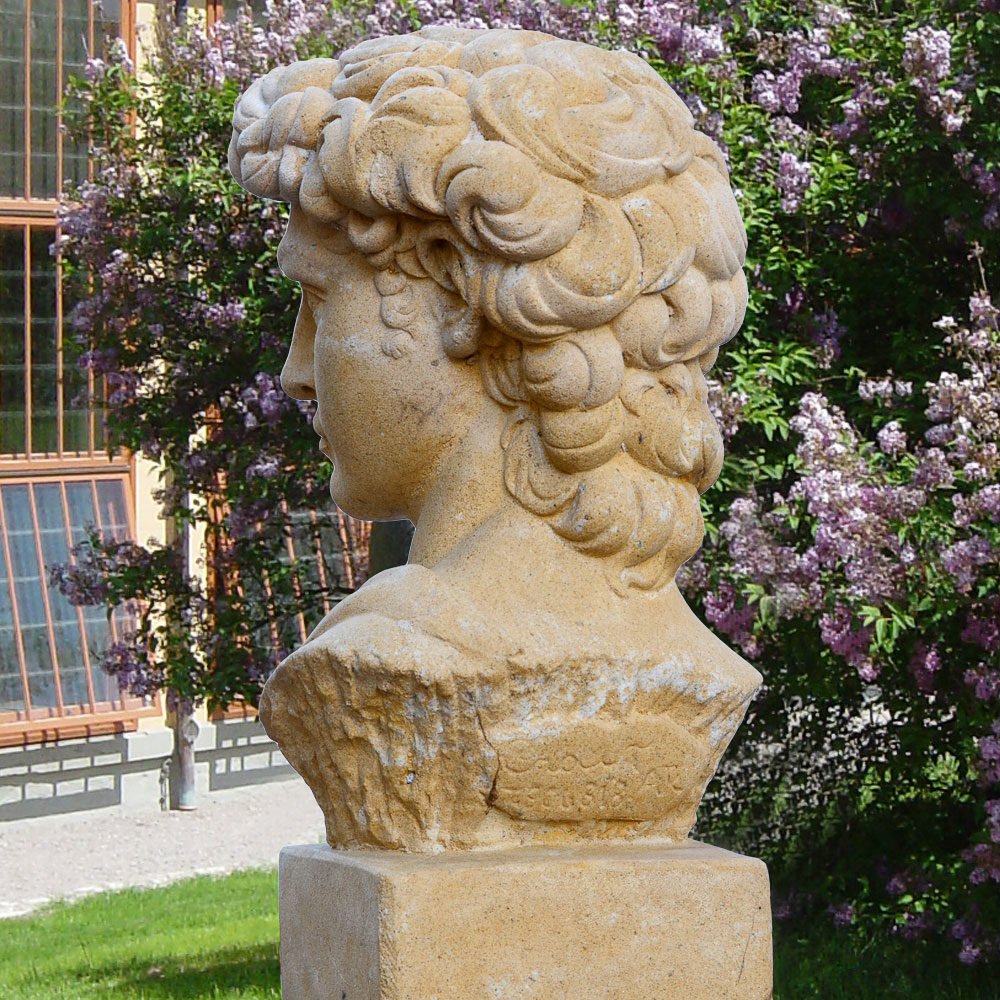 Buste en pierre de jardin - David / Gris antique