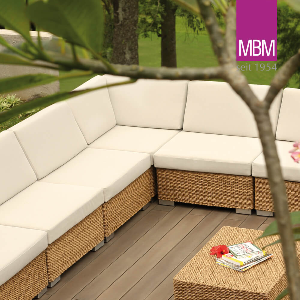 Coin salon de jardin Canapé - MBM - Alu & Tressage - marron - carré - Module d'angle Bellini