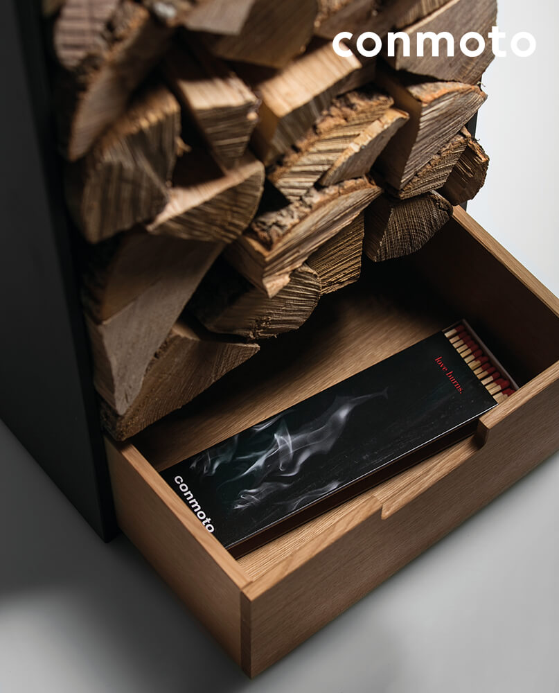 Etagère à bois de chauffage avec tiroir en bois et HPL - Covo Etagère à bois