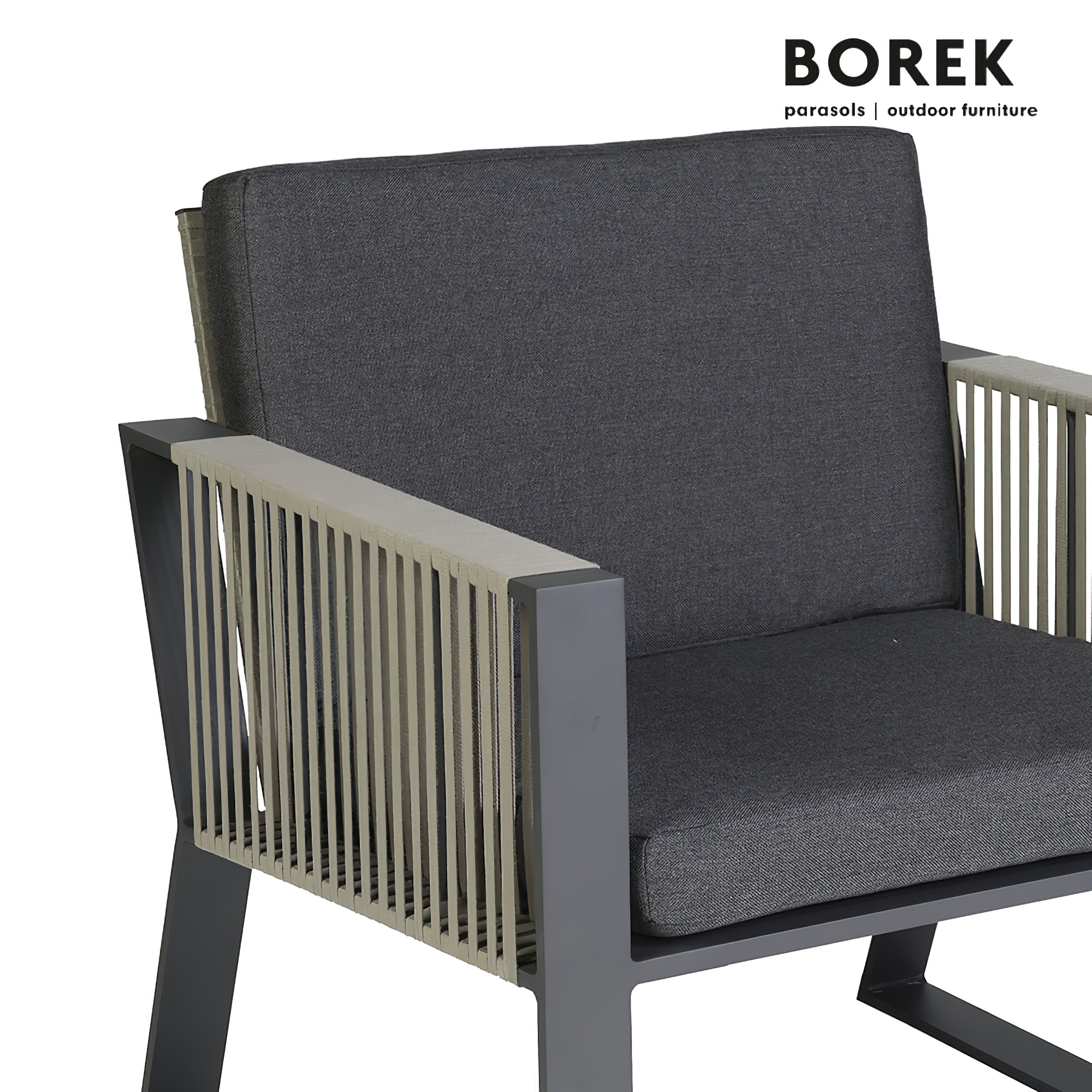 Fauteuil de jardin Borek Design - Aluminium - taupe & gris - avec support de coussin - Fauteuil Modena Club
