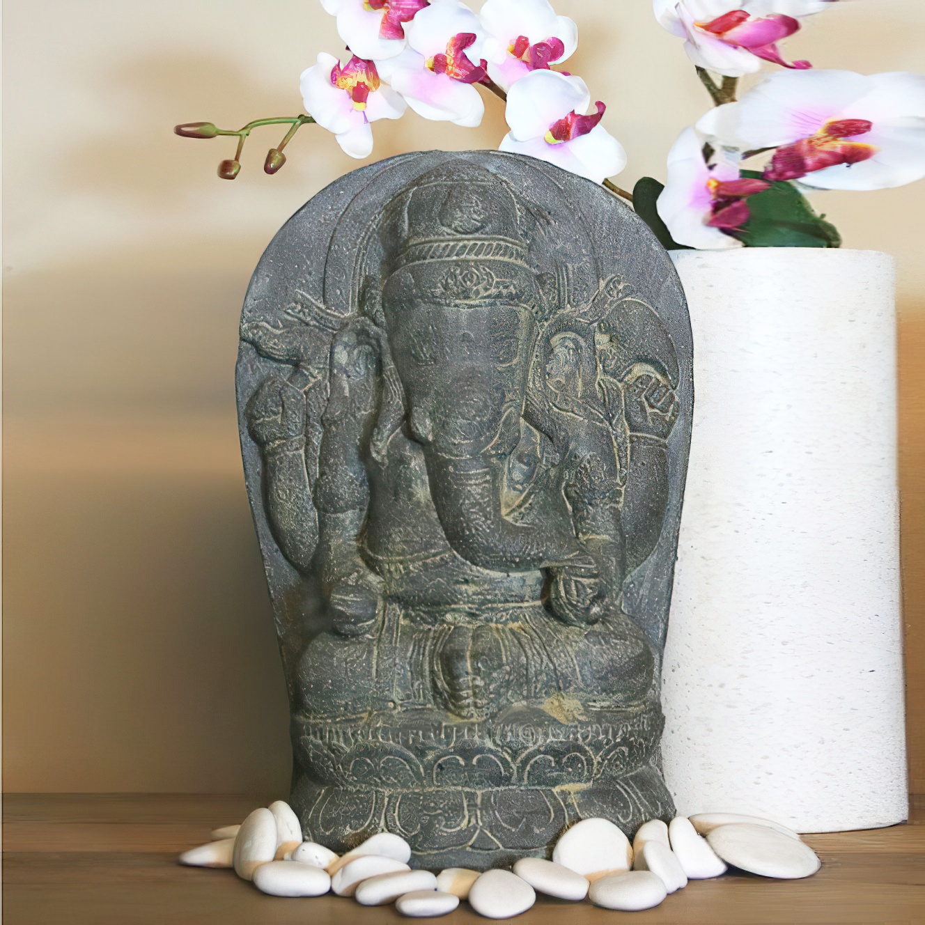 Noble statue de pierre de Ganesha pour le jardin