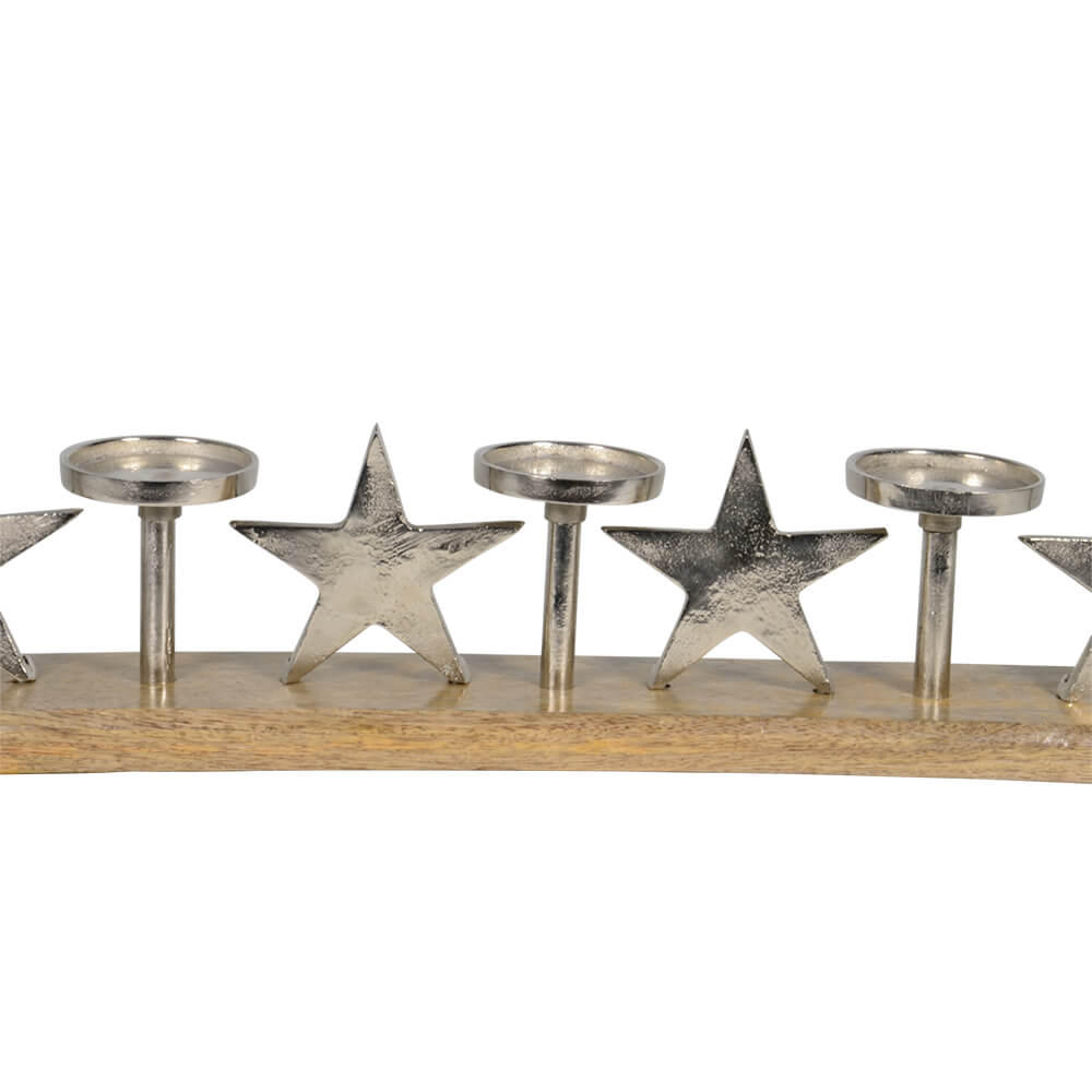Chandelier avec étoiles en aluminium & bois - Yule
