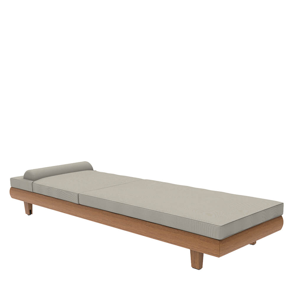 Chaise longue de jardin en teck avec support confortable - Chaise longue de jardin Malena / avec coussin d'assise Bruma Nuez