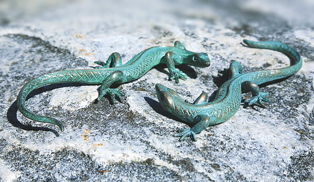Figurines de lézards en bronze pour l'aménagement du jardin - Lézards