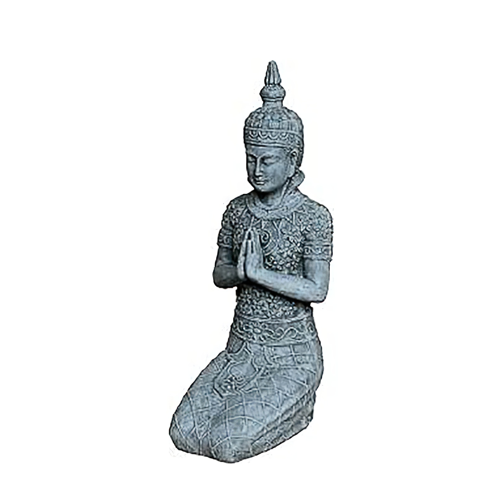 Statue de jardin Bouddha agenouillé en polystone gris - Taggia